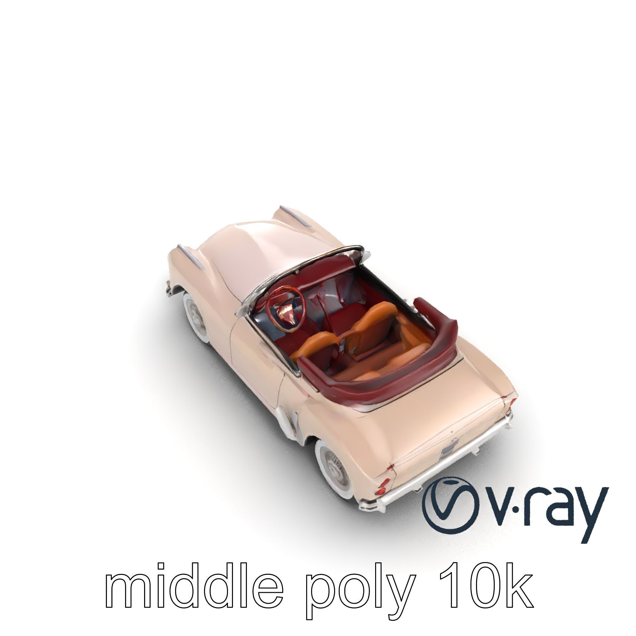 Elegant Vintage Cabriolet 3D model pack with Chrome Accents Low-poly 3D model_19