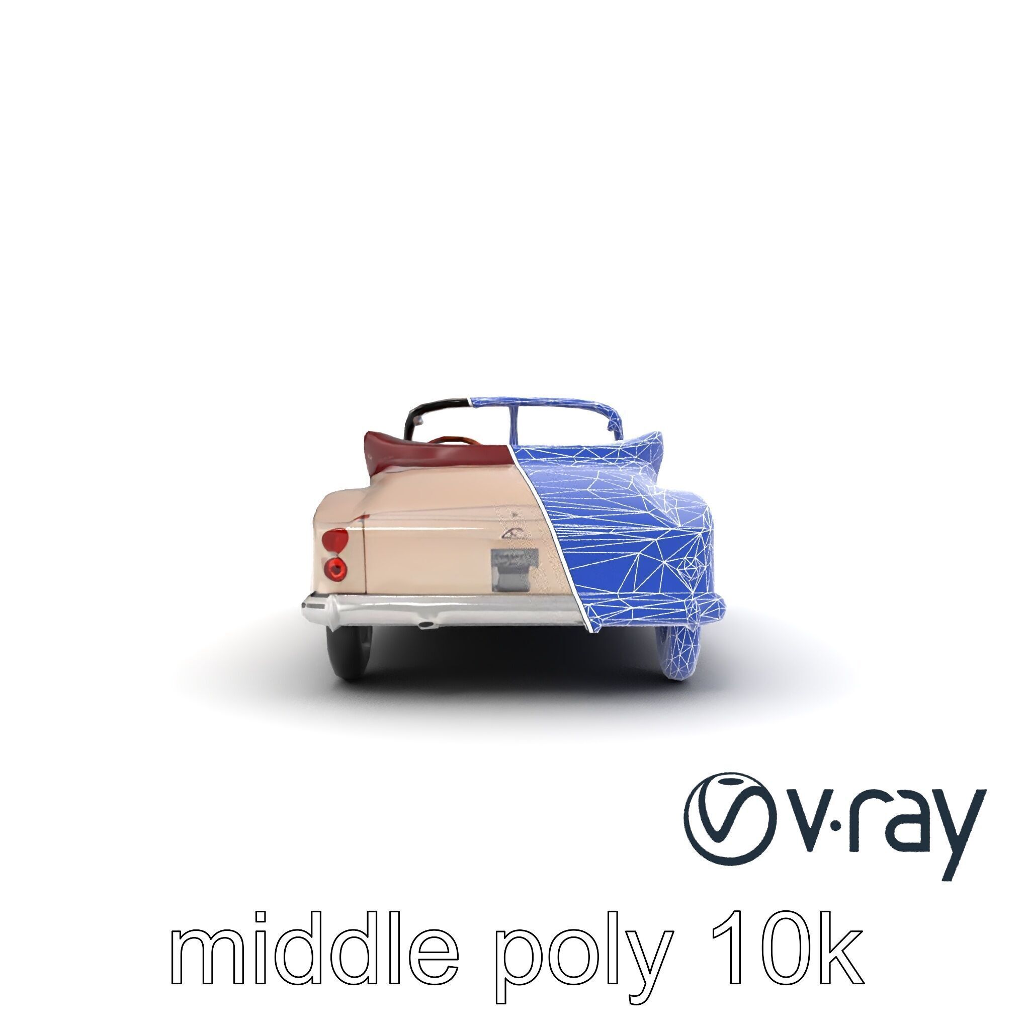 Elegant Vintage Cabriolet 3D model pack with Chrome Accents Low-poly 3D model_30