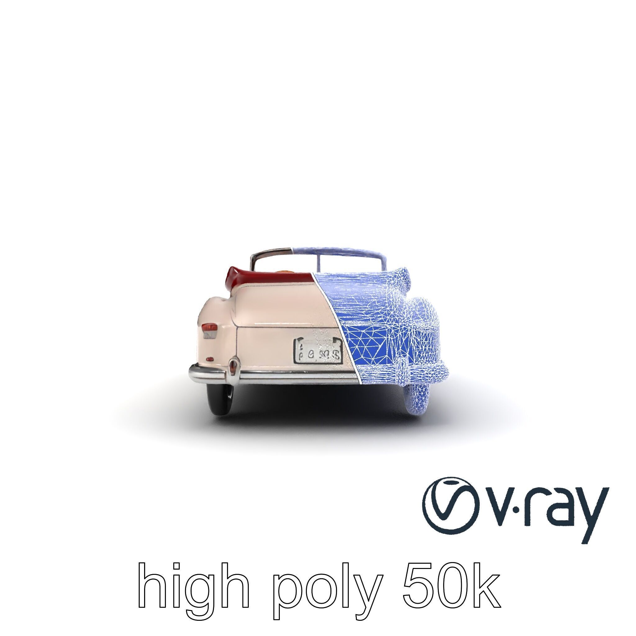 Elegant Vintage Cabriolet 3D model pack with Chrome Accents Low-poly 3D model_24
