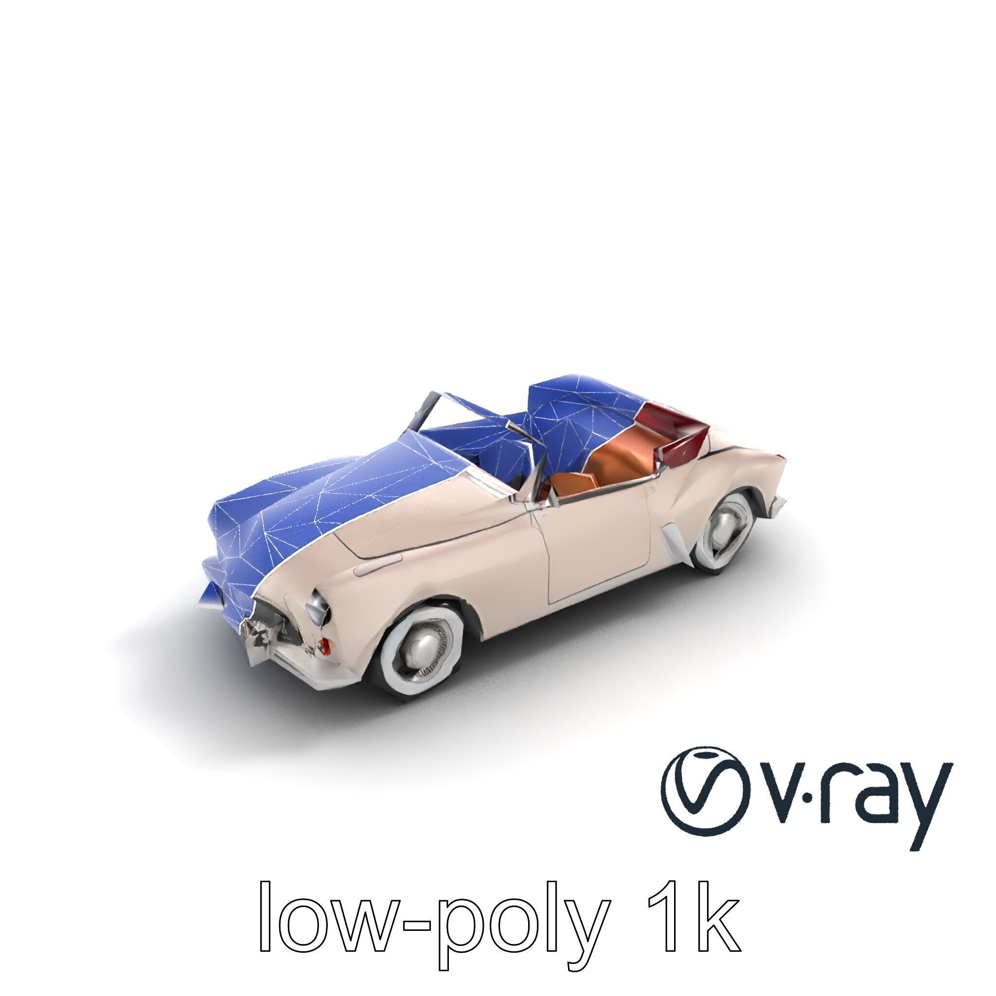 Elegant Vintage Cabriolet 3D model pack with Chrome Accents Low-poly 3D model_26