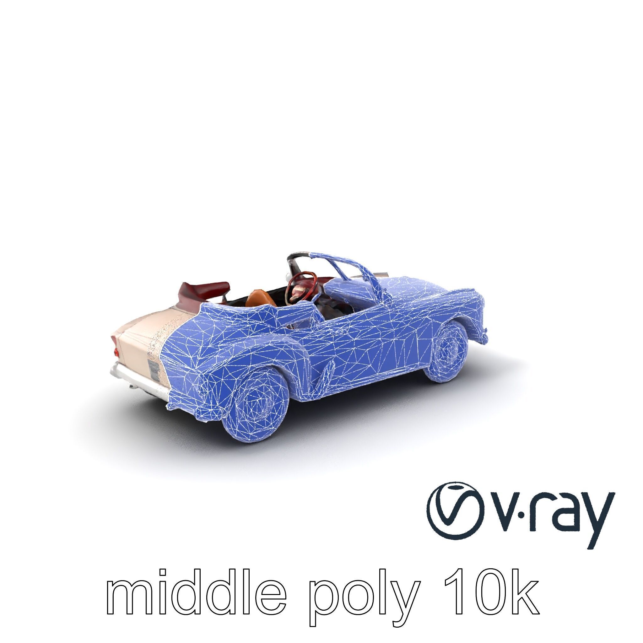 Elegant Vintage Cabriolet 3D model pack with Chrome Accents Low-poly 3D model_9