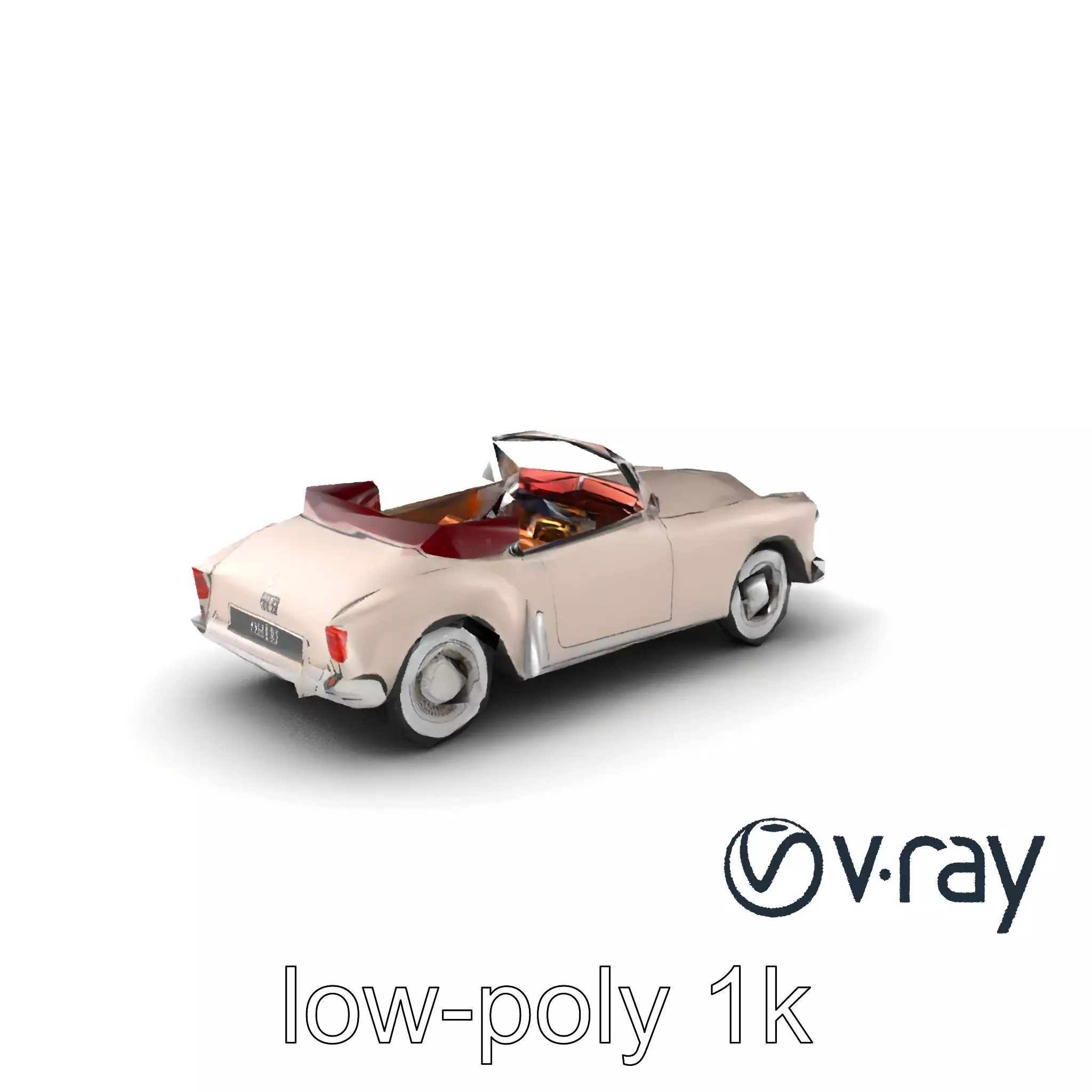 Elegant Vintage Cabriolet 3D model pack with Chrome Accents Low-poly 3D model_0