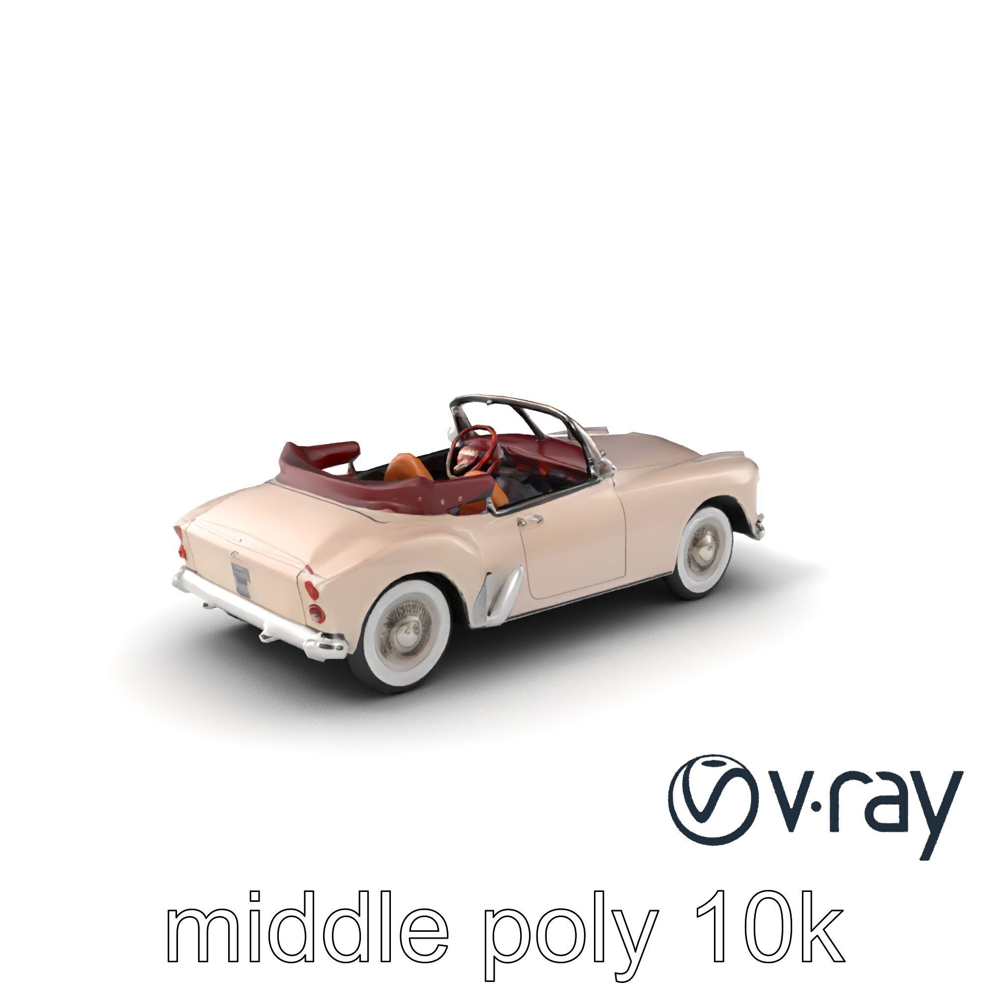 Elegant Vintage Cabriolet 3D model pack with Chrome Accents Low-poly 3D model_3