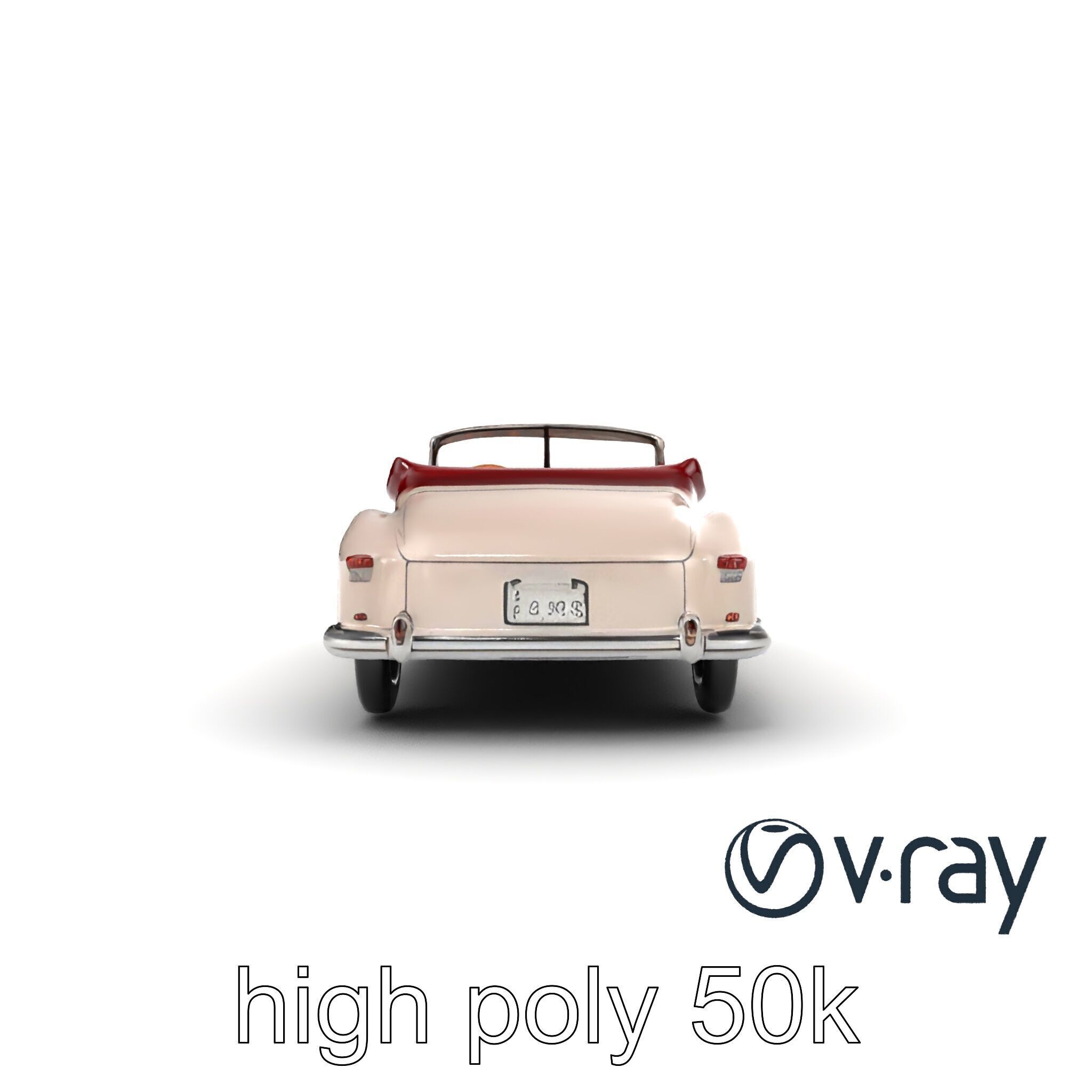 Elegant Vintage Cabriolet 3D model pack with Chrome Accents Low-poly 3D model_14