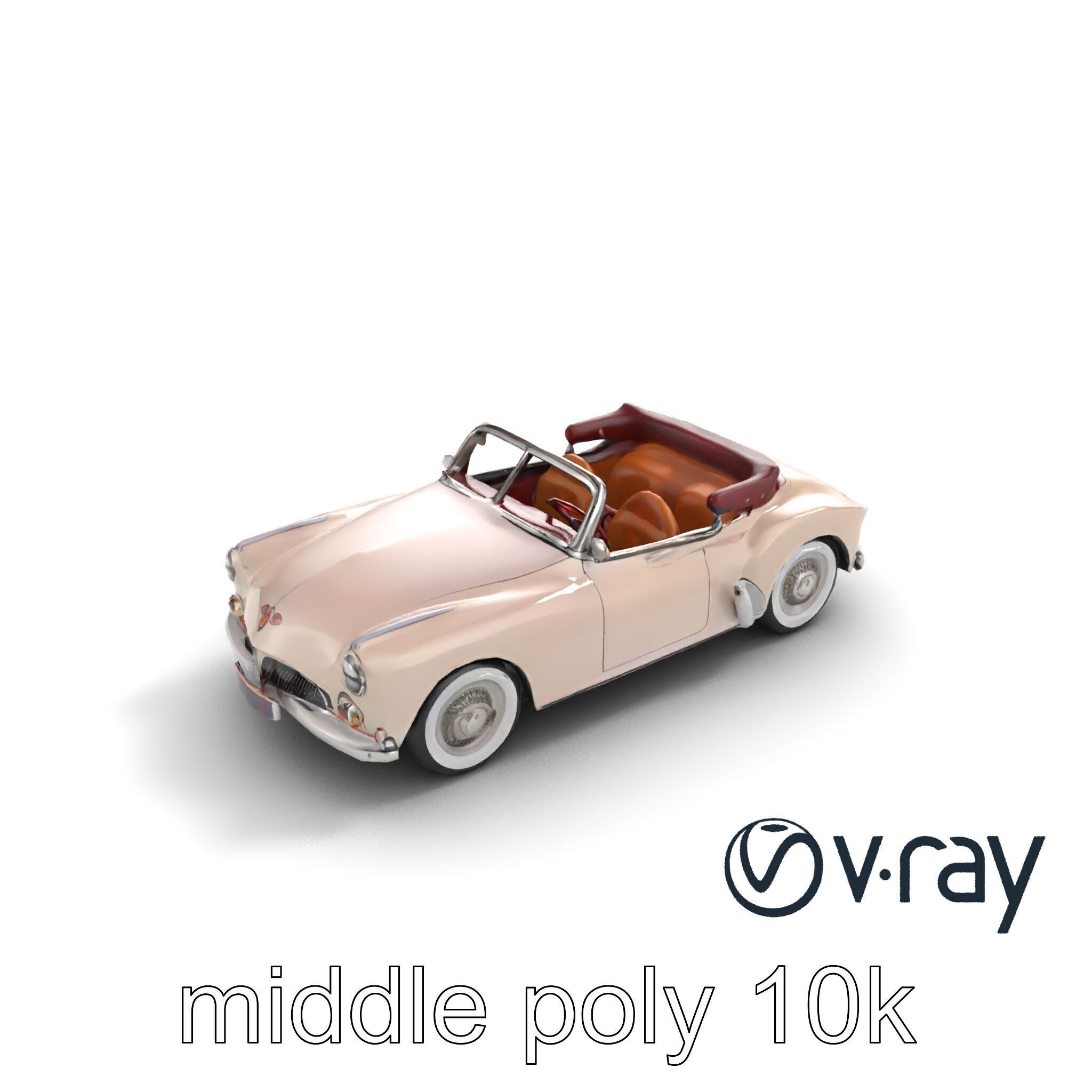 Elegant Vintage Cabriolet 3D model pack with Chrome Accents Low-poly 3D model_6