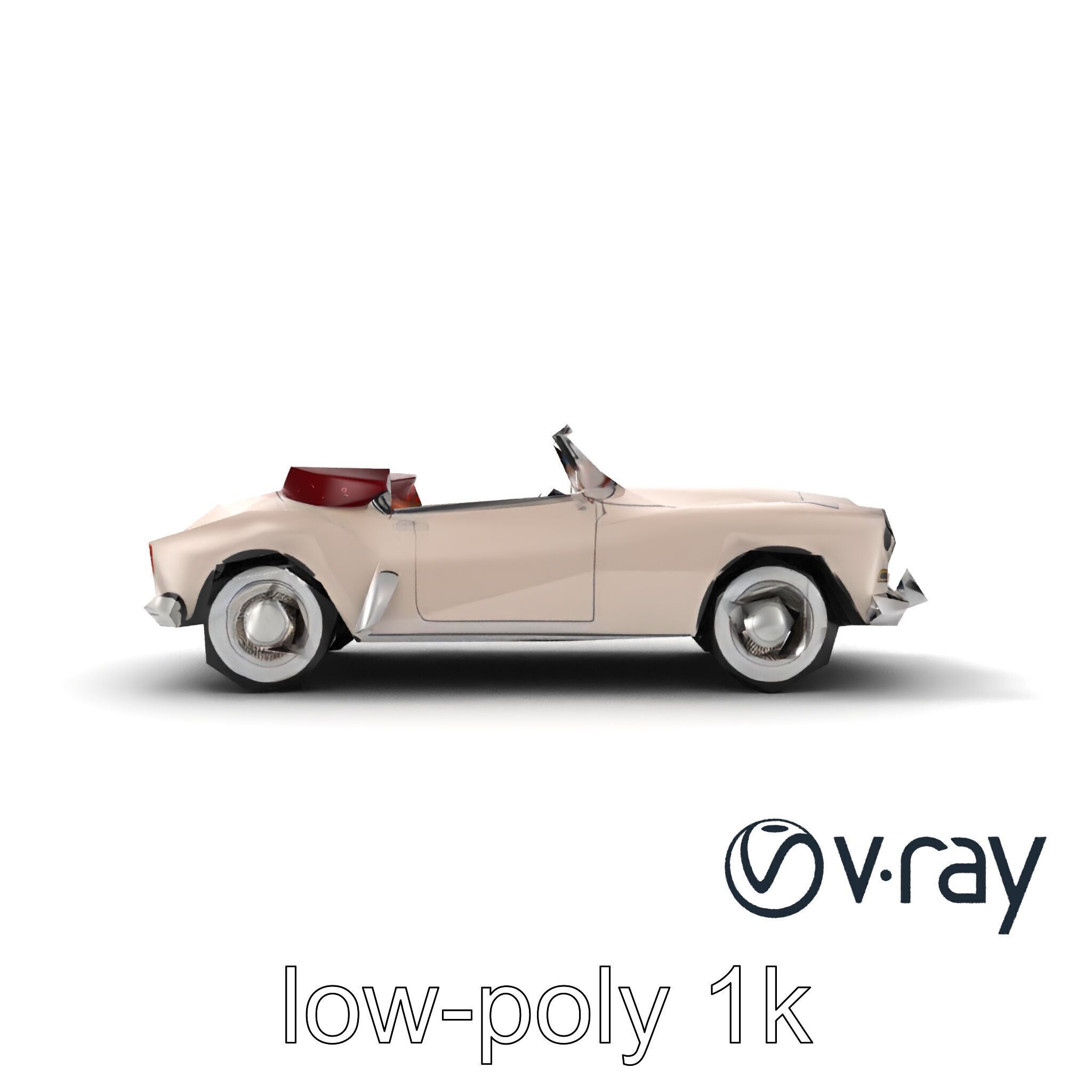 Elegant Vintage Cabriolet 3D model pack with Chrome Accents Low-poly 3D model_25