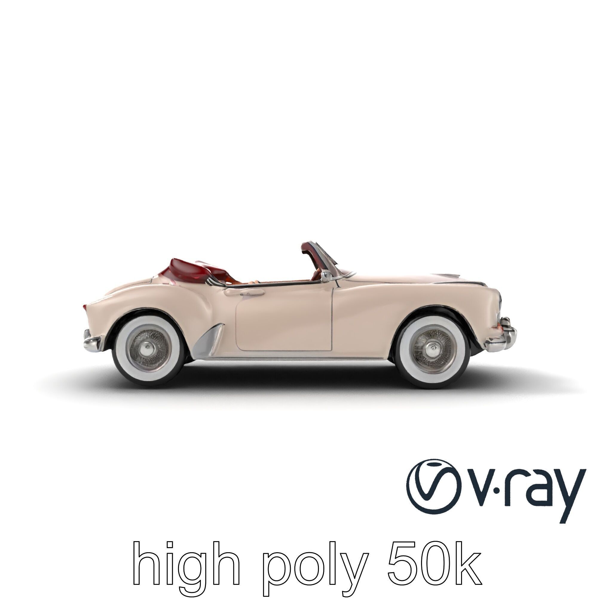 Elegant Vintage Cabriolet 3D model pack with Chrome Accents Low-poly 3D model_20