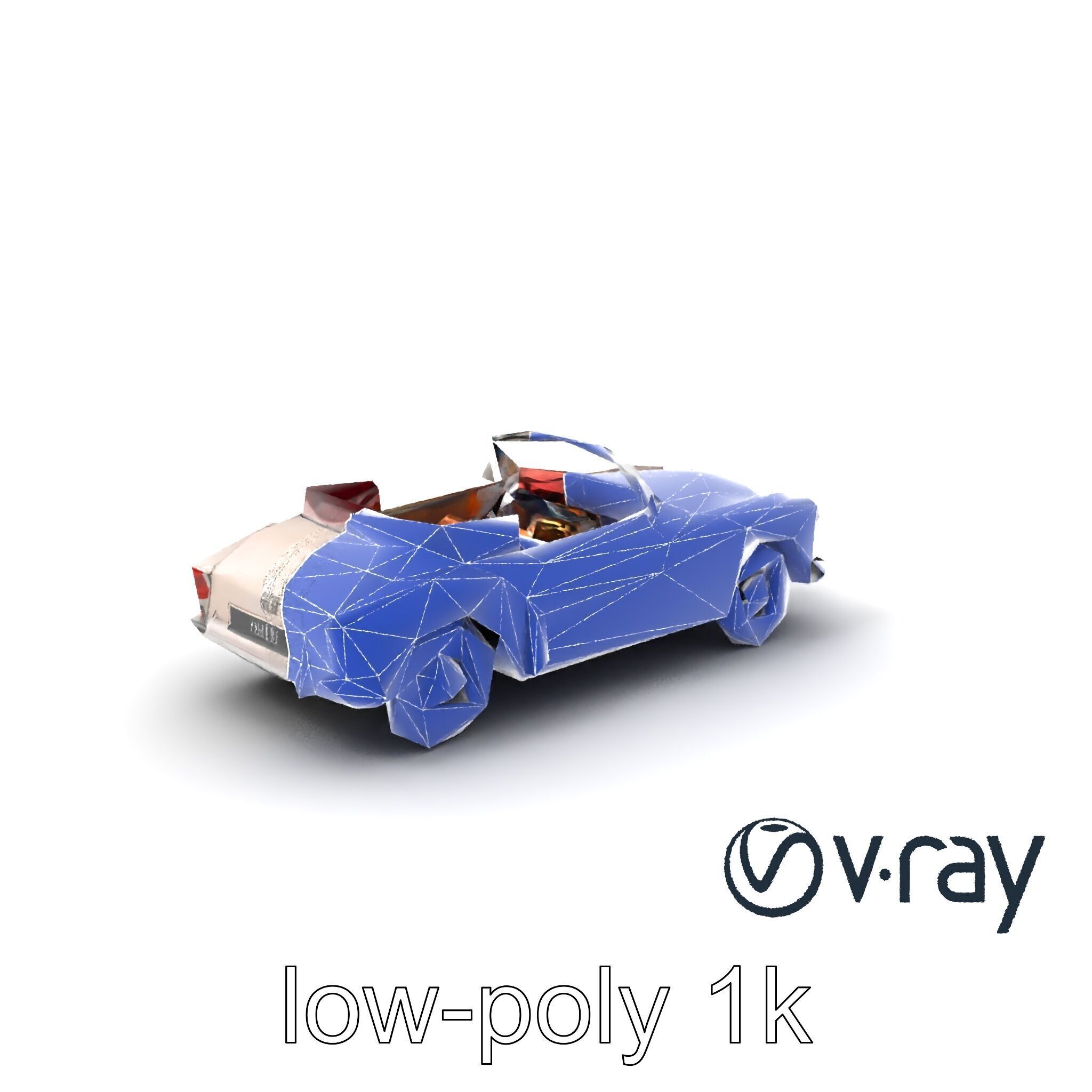 Elegant Vintage Cabriolet 3D model pack with Chrome Accents Low-poly 3D model_18