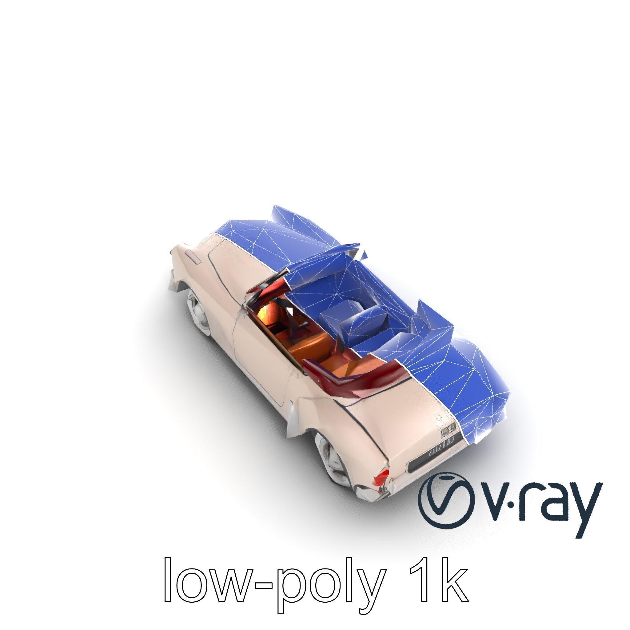 Elegant Vintage Cabriolet 3D model pack with Chrome Accents Low-poly 3D model_23