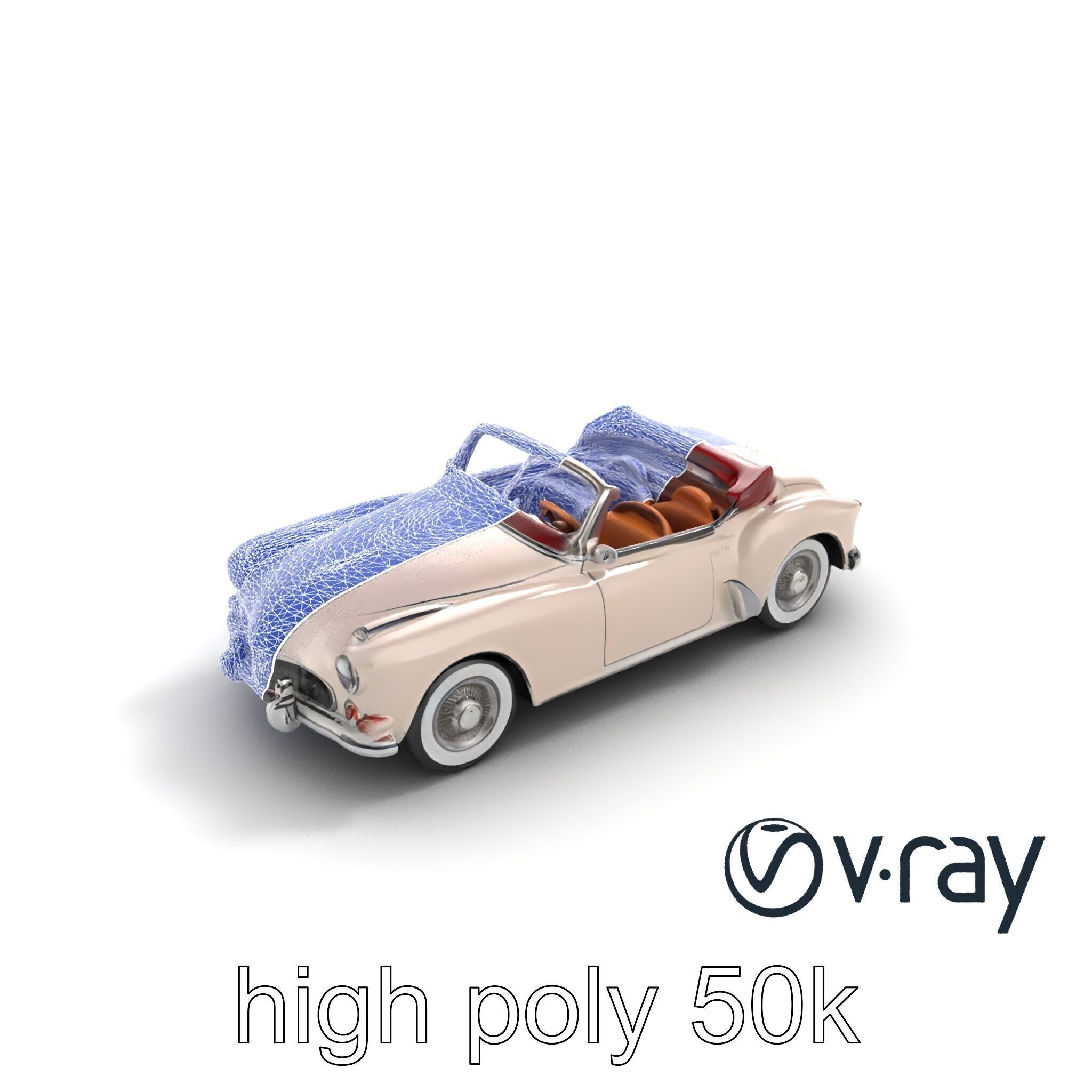 Elegant Vintage Cabriolet 3D model pack with Chrome Accents Low-poly 3D model_16