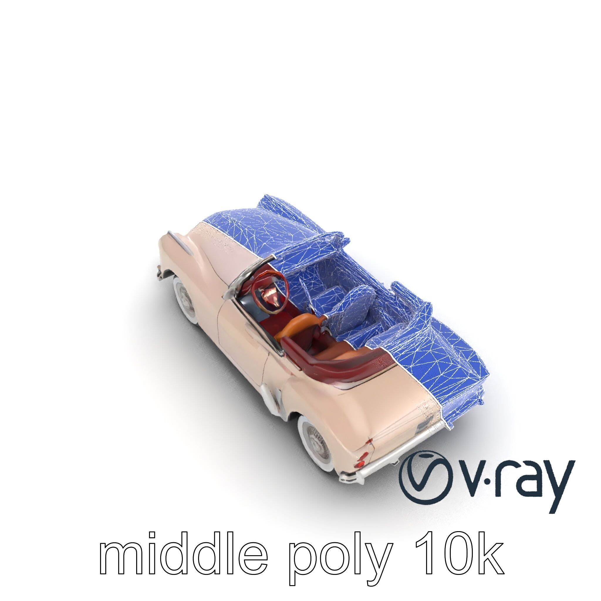 Elegant Vintage Cabriolet 3D model pack with Chrome Accents Low-poly 3D model_15
