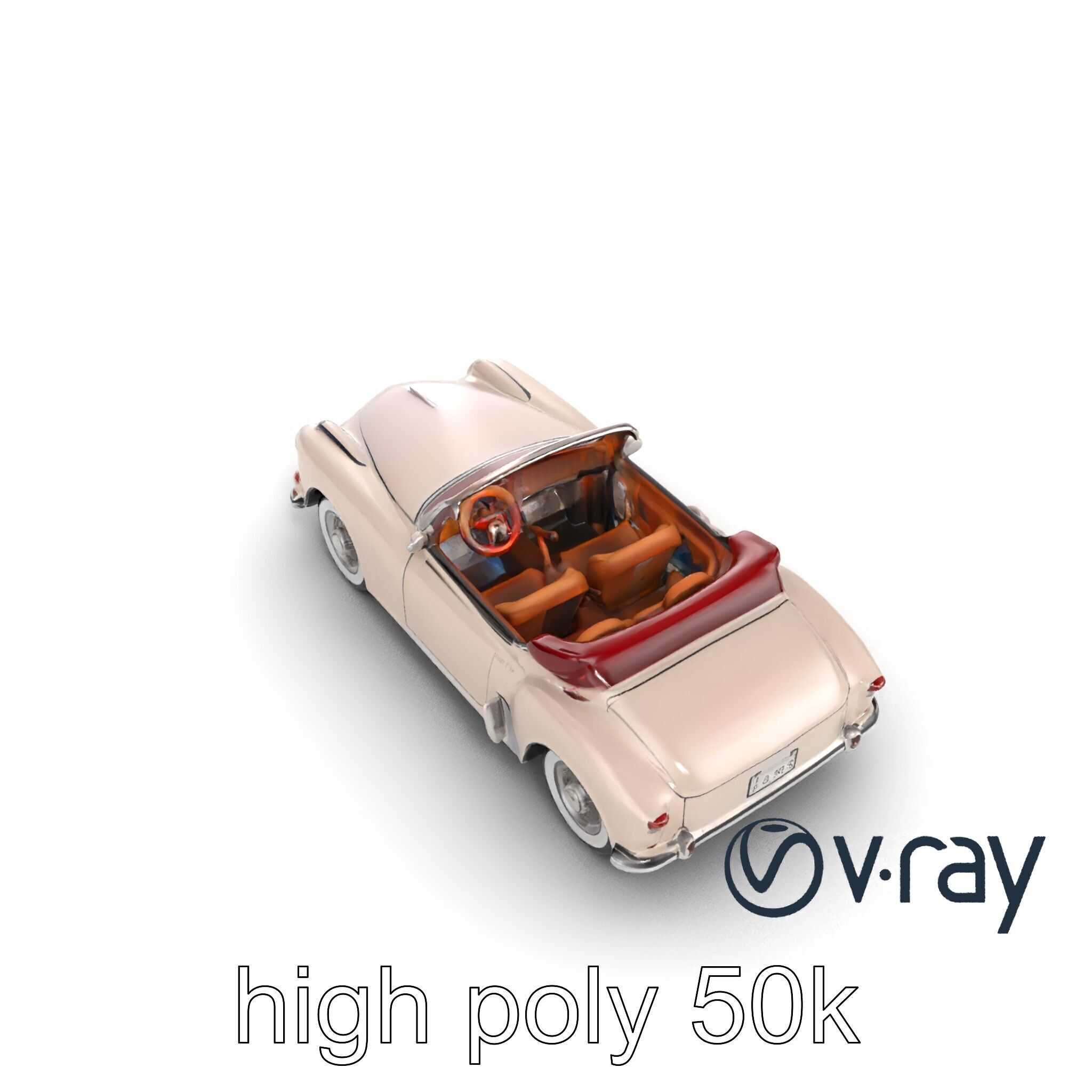 Elegant Vintage Cabriolet 3D model pack with Chrome Accents Low-poly 3D model_11