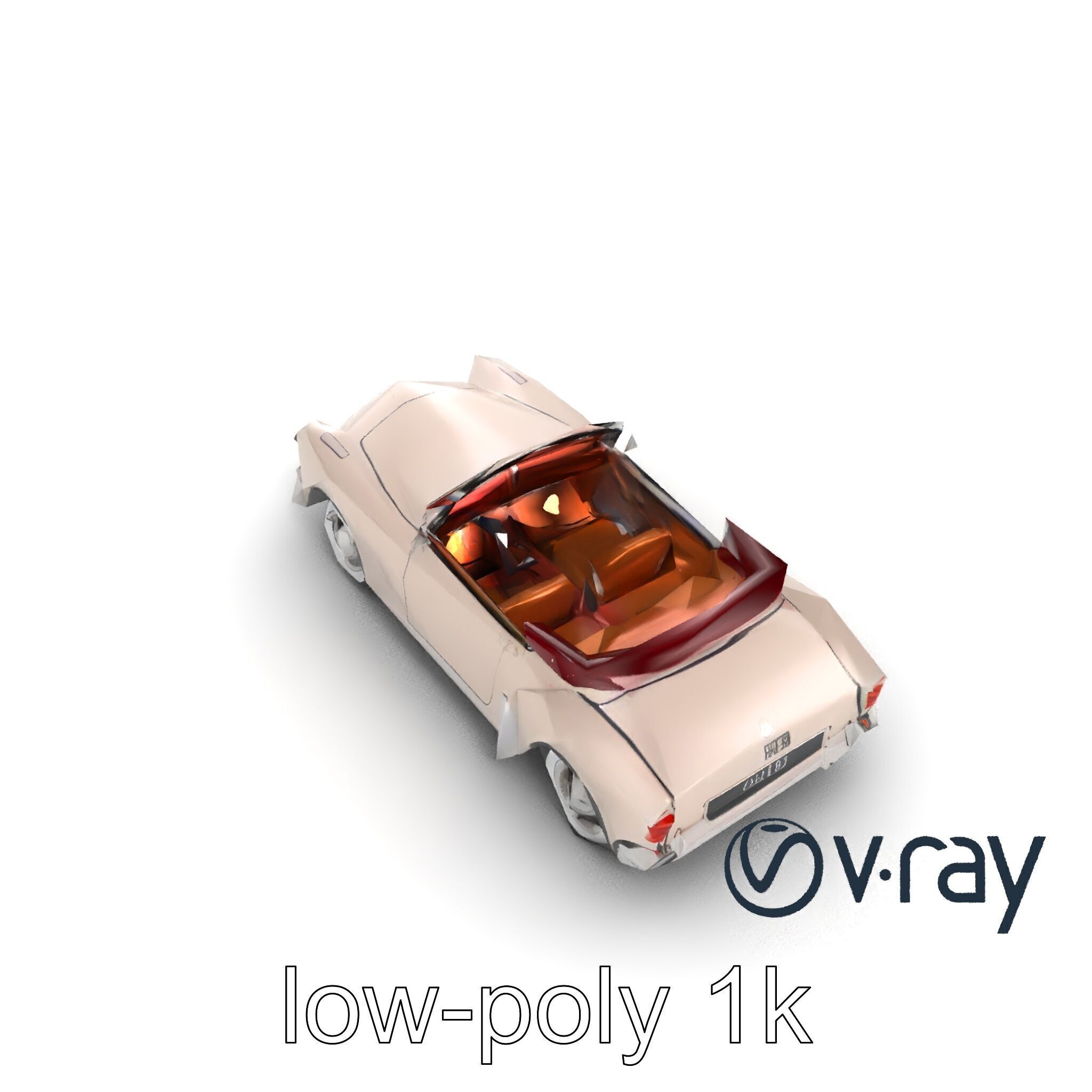 Elegant Vintage Cabriolet 3D model pack with Chrome Accents Low-poly 3D model_10
