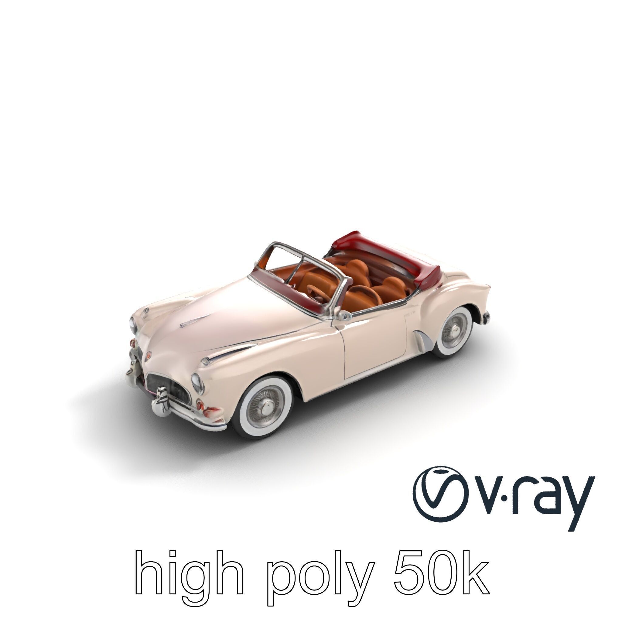 Elegant Vintage Cabriolet 3D model pack with Chrome Accents Low-poly 3D model_8