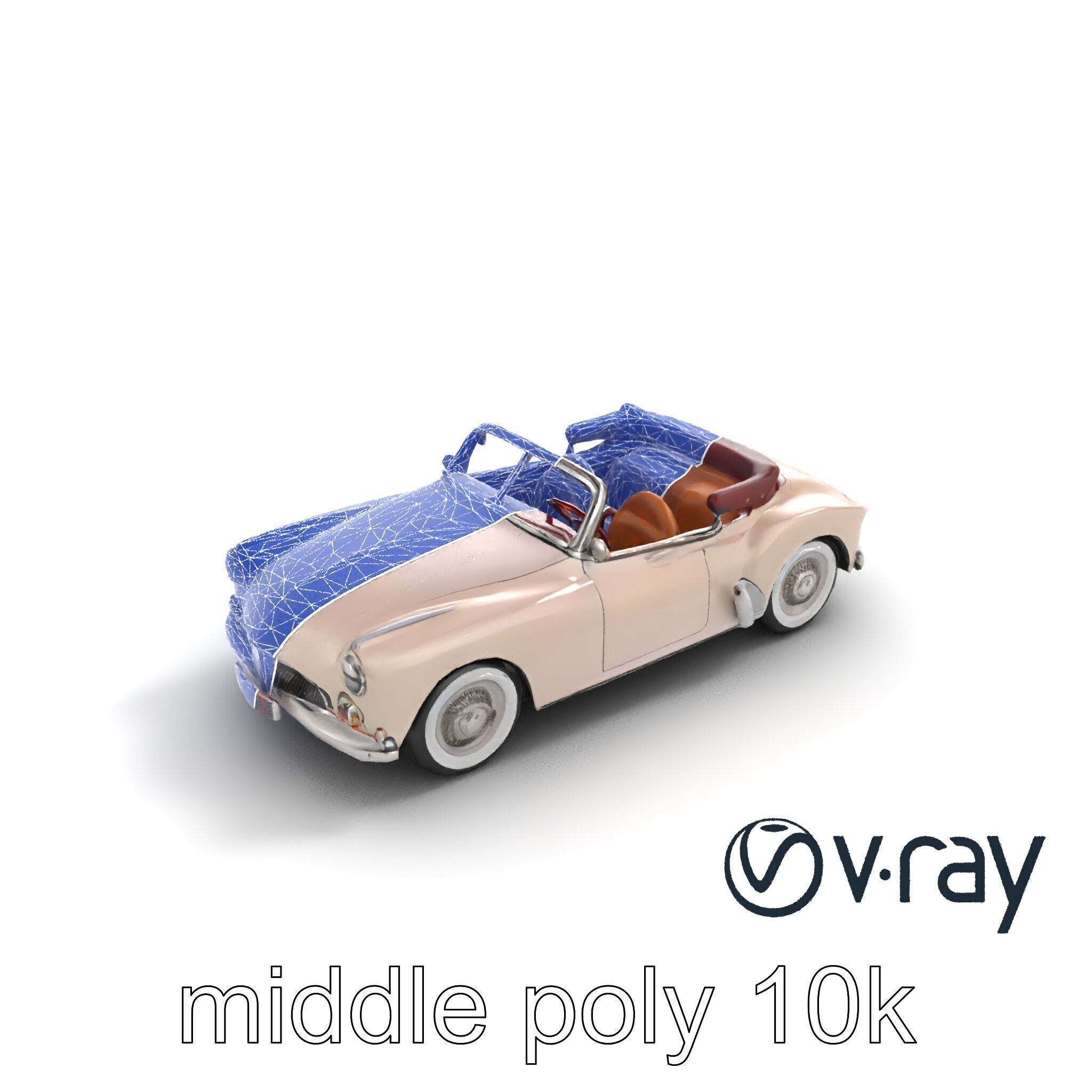 Elegant Vintage Cabriolet 3D model pack with Chrome Accents Low-poly 3D model_13