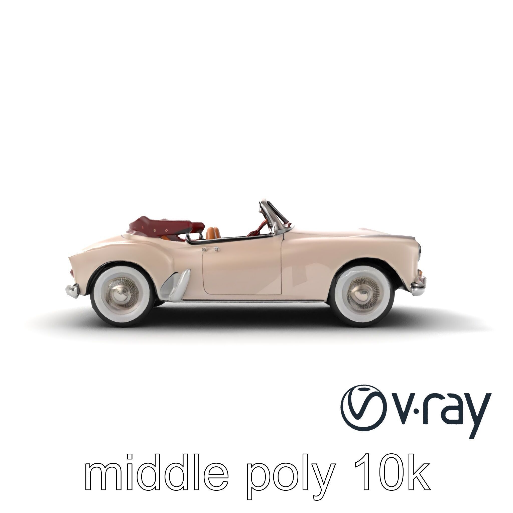 Elegant Vintage Cabriolet 3D model pack with Chrome Accents Low-poly 3D model_17