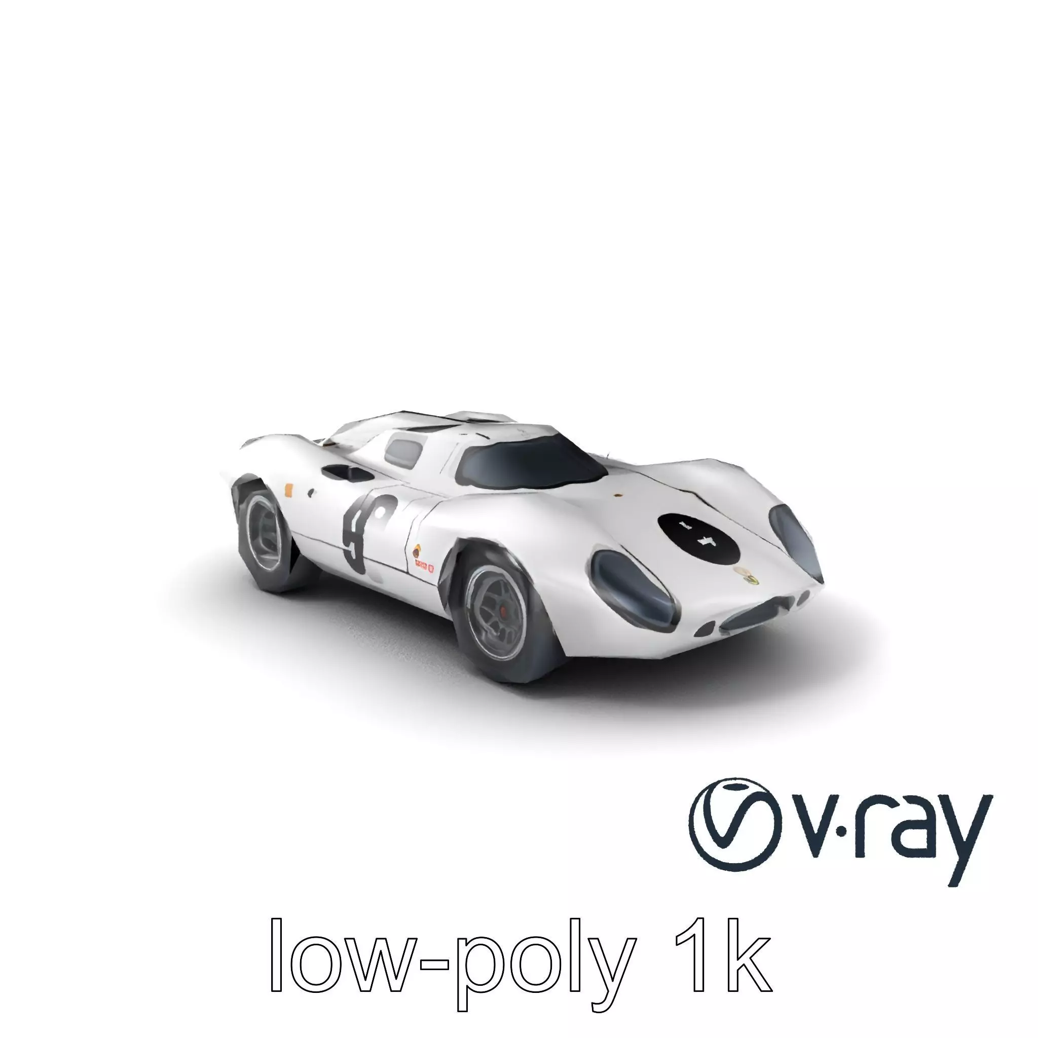 Vintage Aerodynamic Racing Car model pack Low-poly 3D model_0