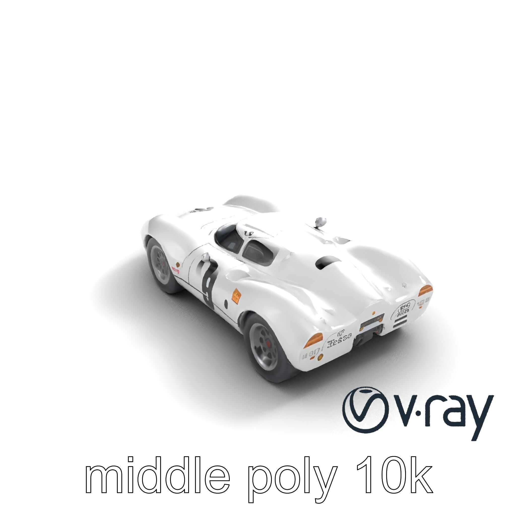 Vintage Aerodynamic Racing Car model pack Low-poly 3D model_6