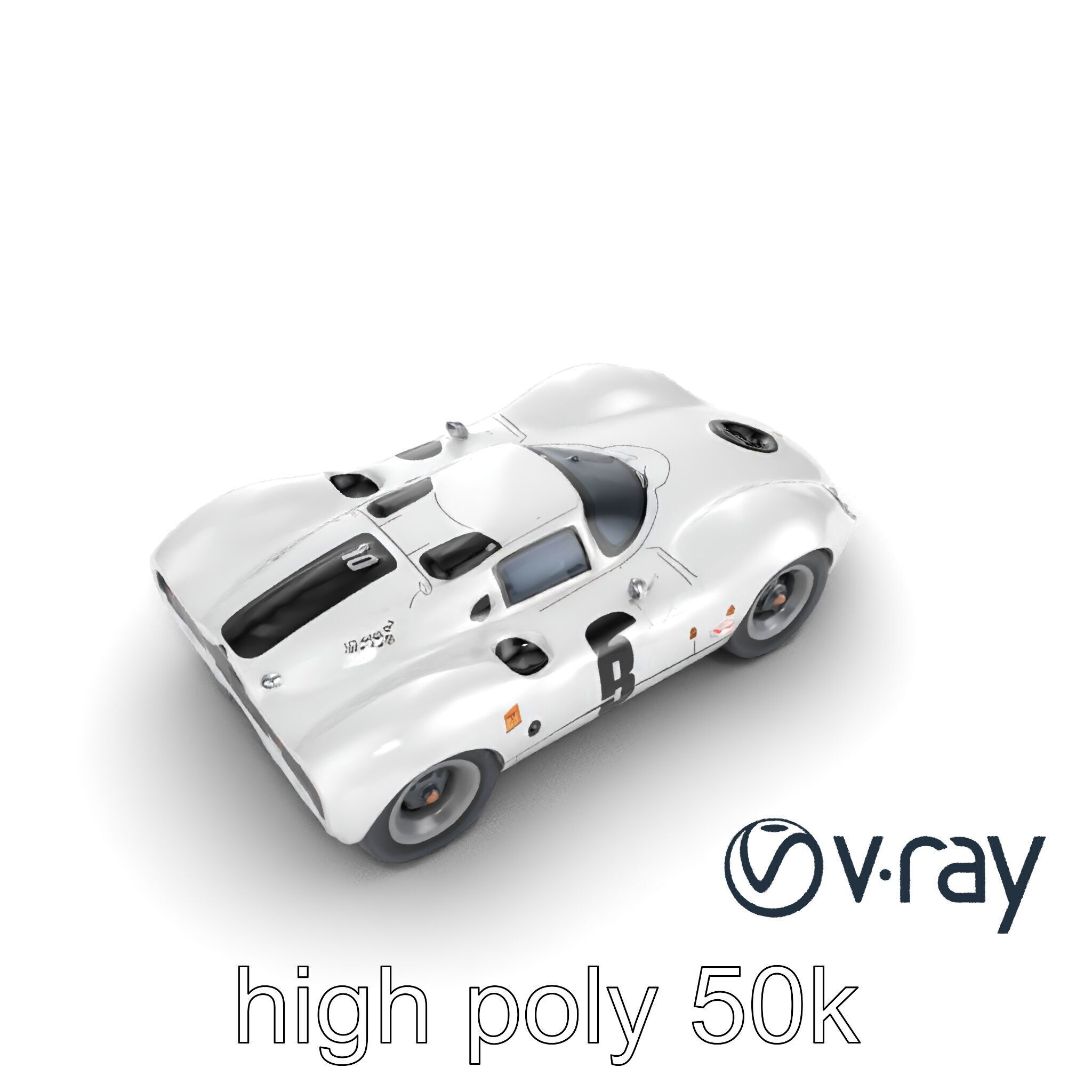 Vintage Aerodynamic Racing Car model pack Low-poly 3D model_22