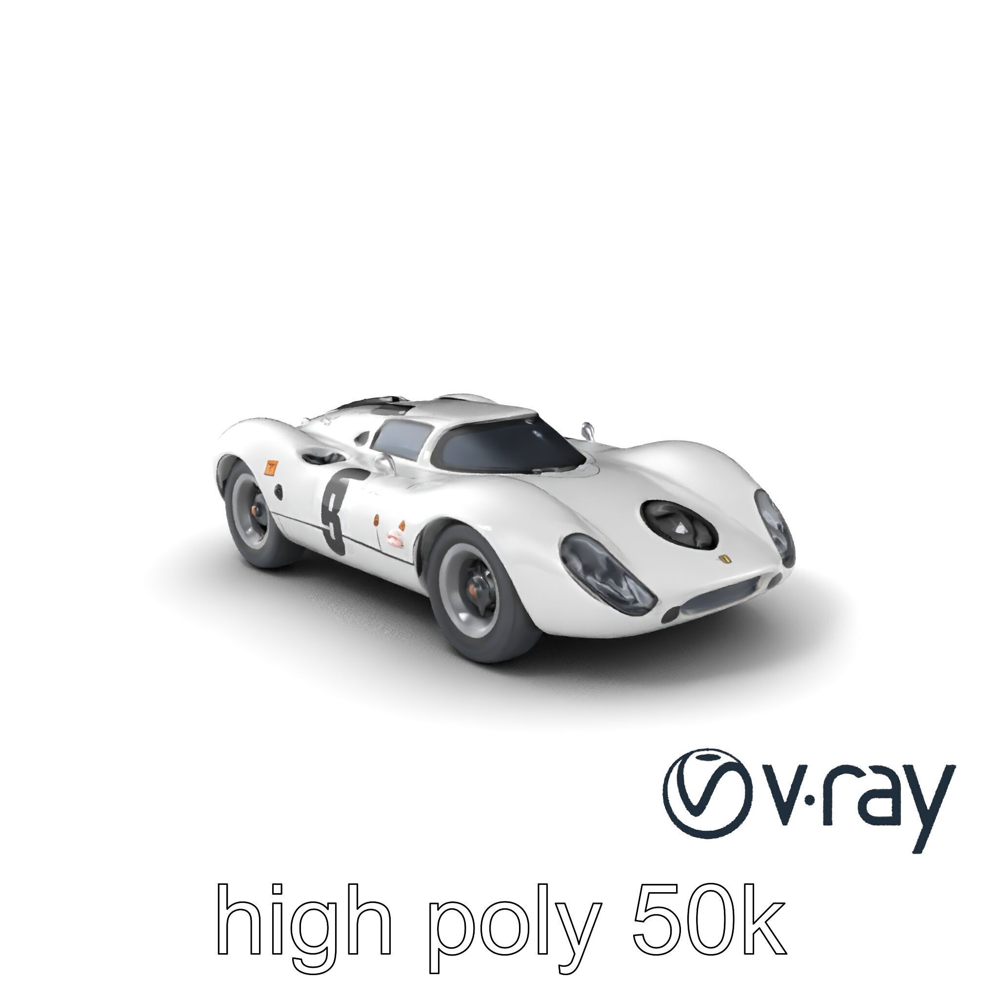 Vintage Aerodynamic Racing Car model pack Low-poly 3D model_5