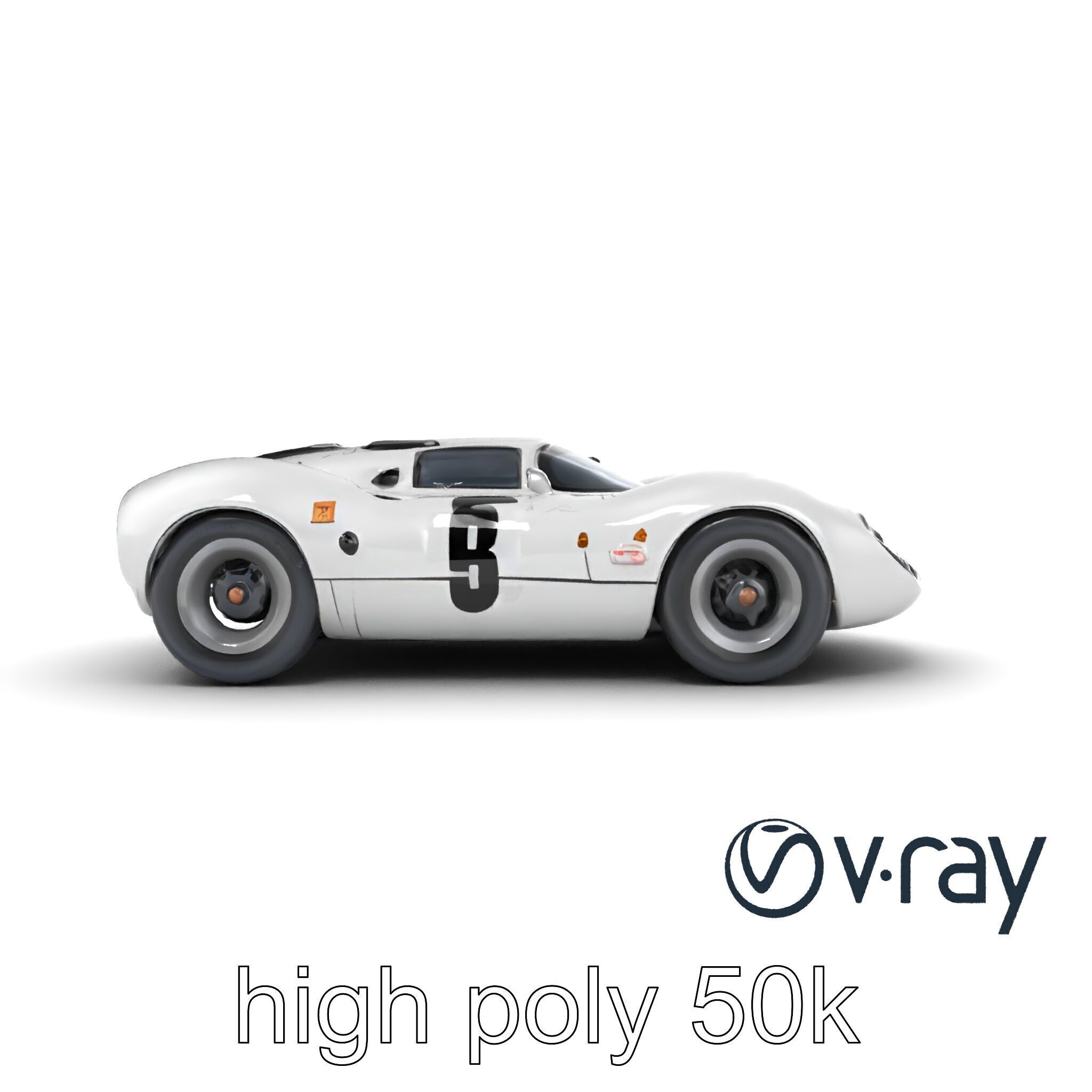 Vintage Aerodynamic Racing Car model pack Low-poly 3D model_24