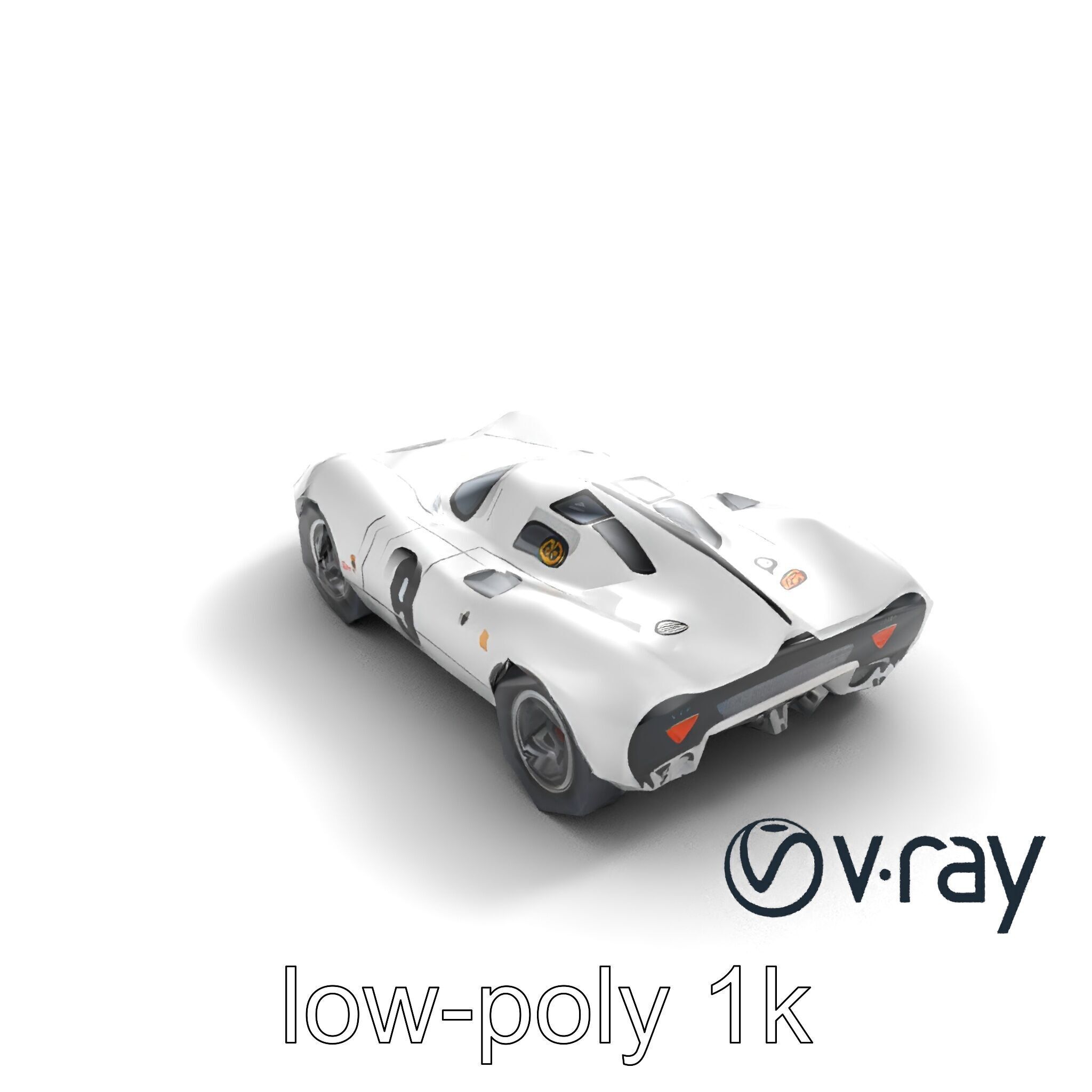 Vintage Aerodynamic Racing Car model pack Low-poly 3D model_10