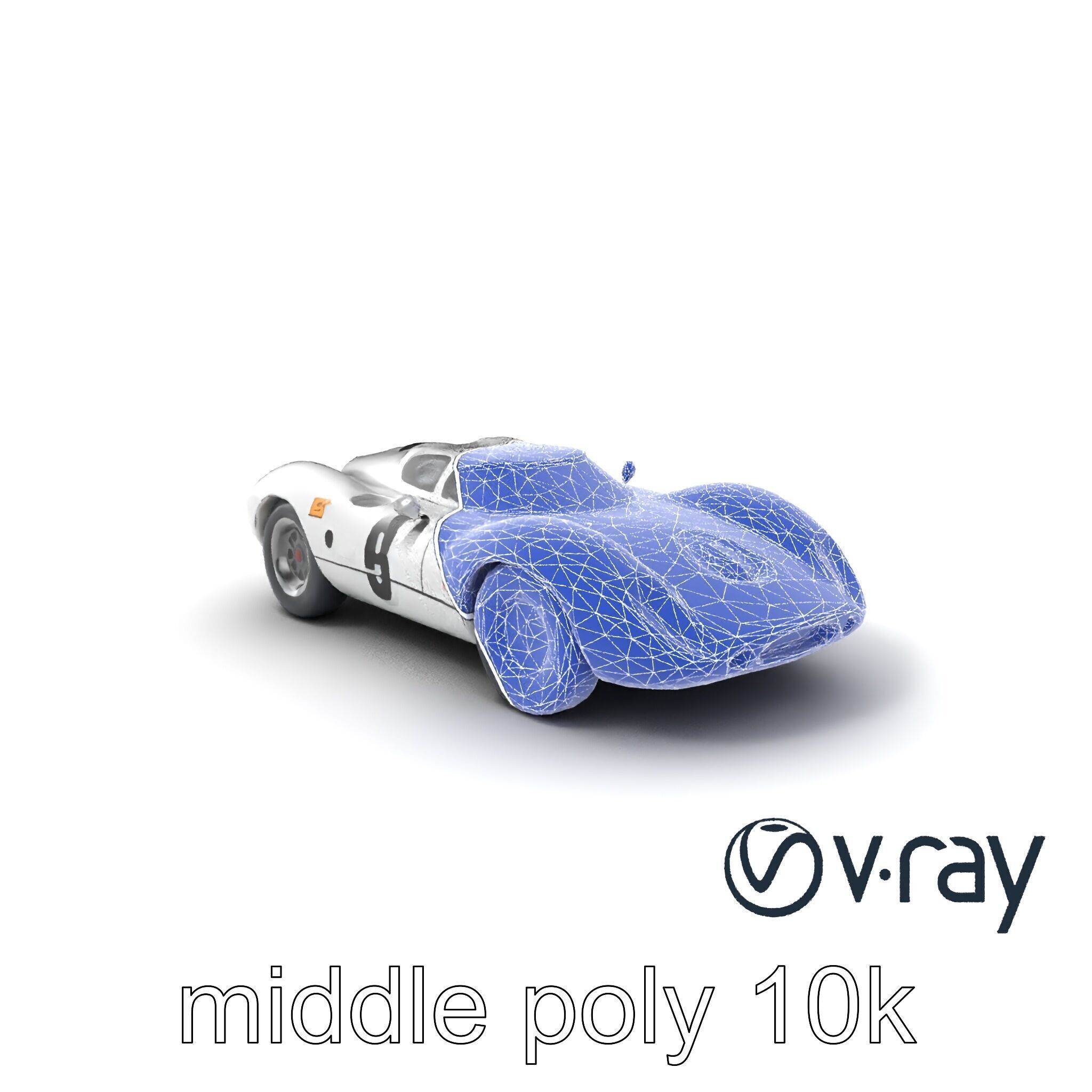 Vintage Aerodynamic Racing Car model pack Low-poly 3D model_17
