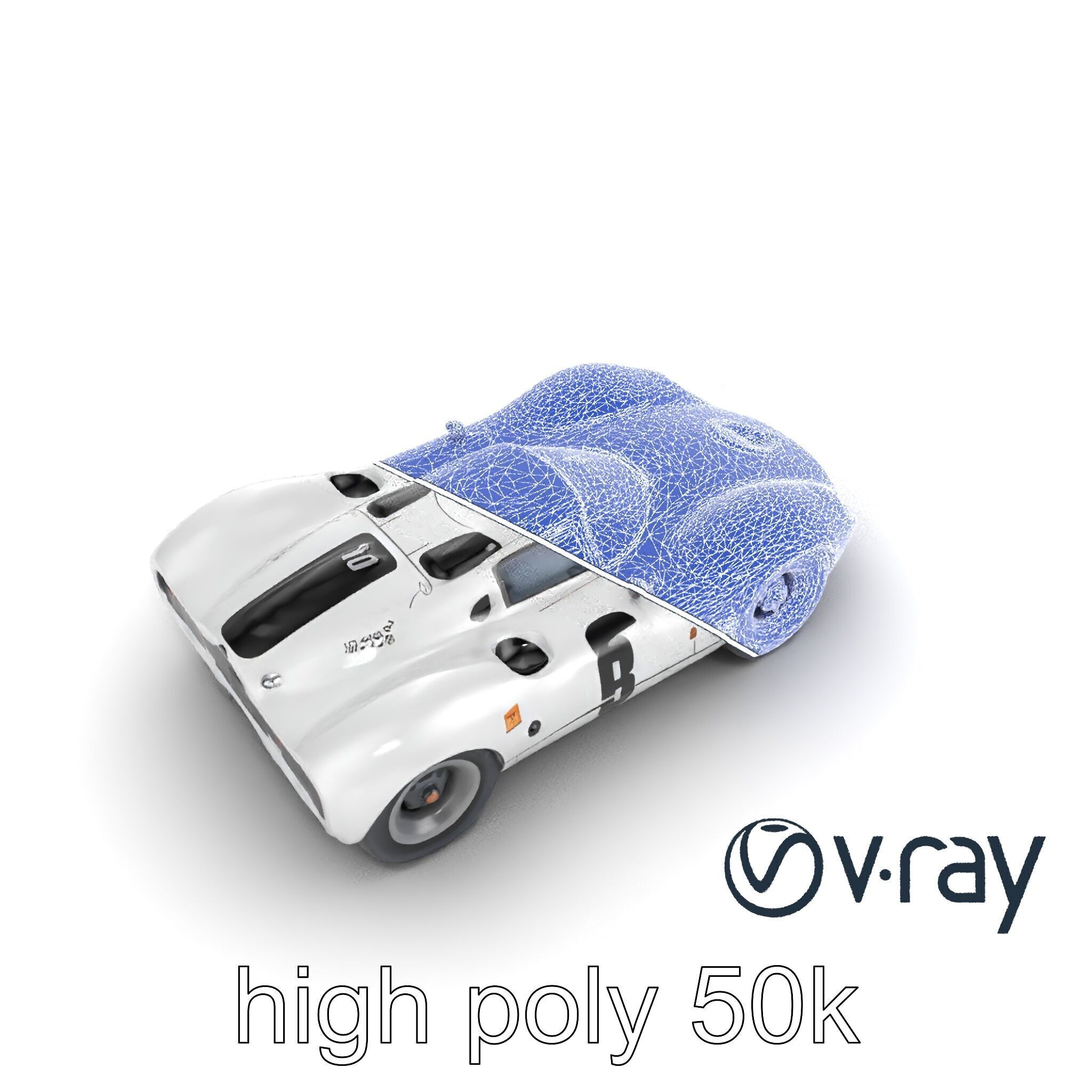Vintage Aerodynamic Racing Car model pack Low-poly 3D model_13