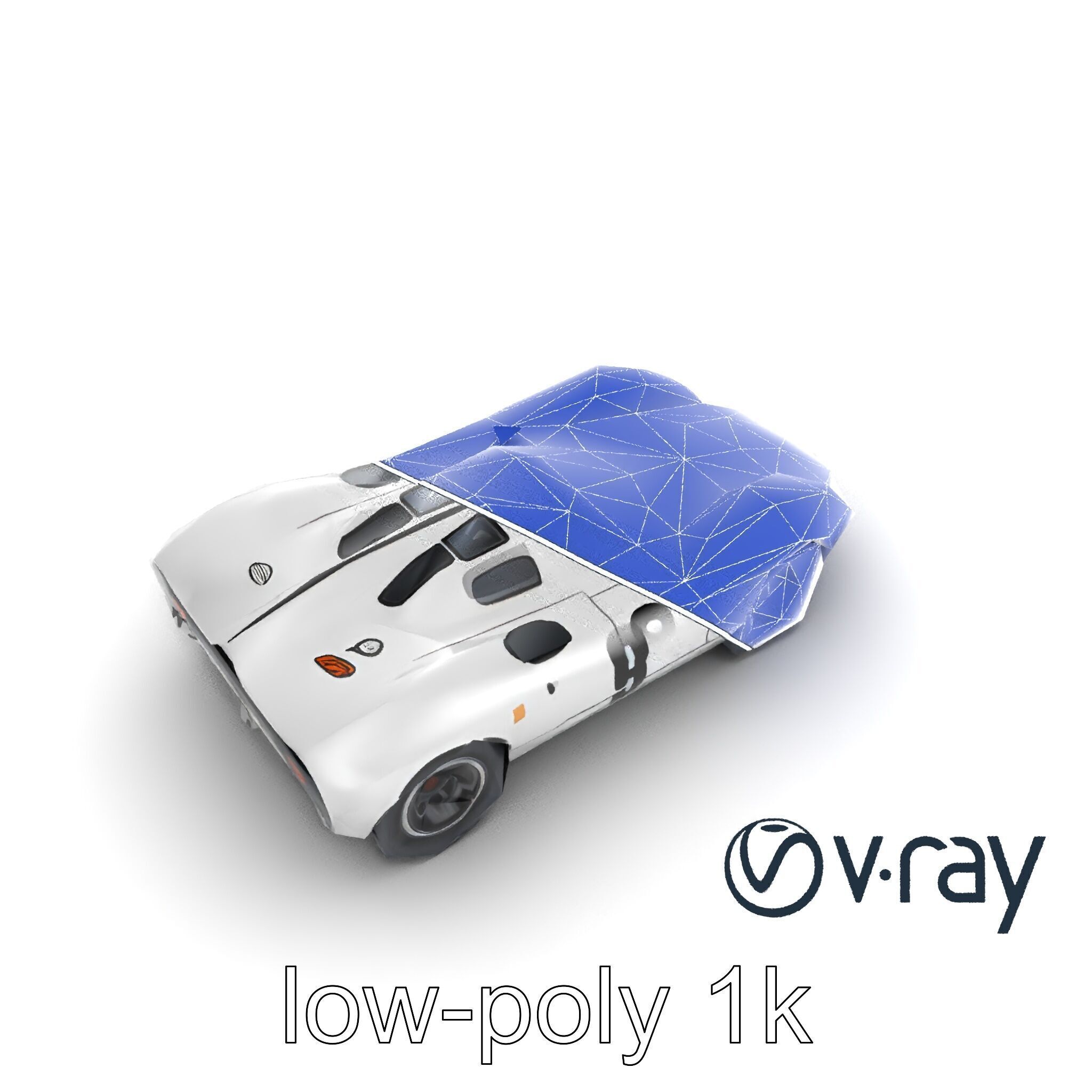 Vintage Aerodynamic Racing Car model pack Low-poly 3D model_29