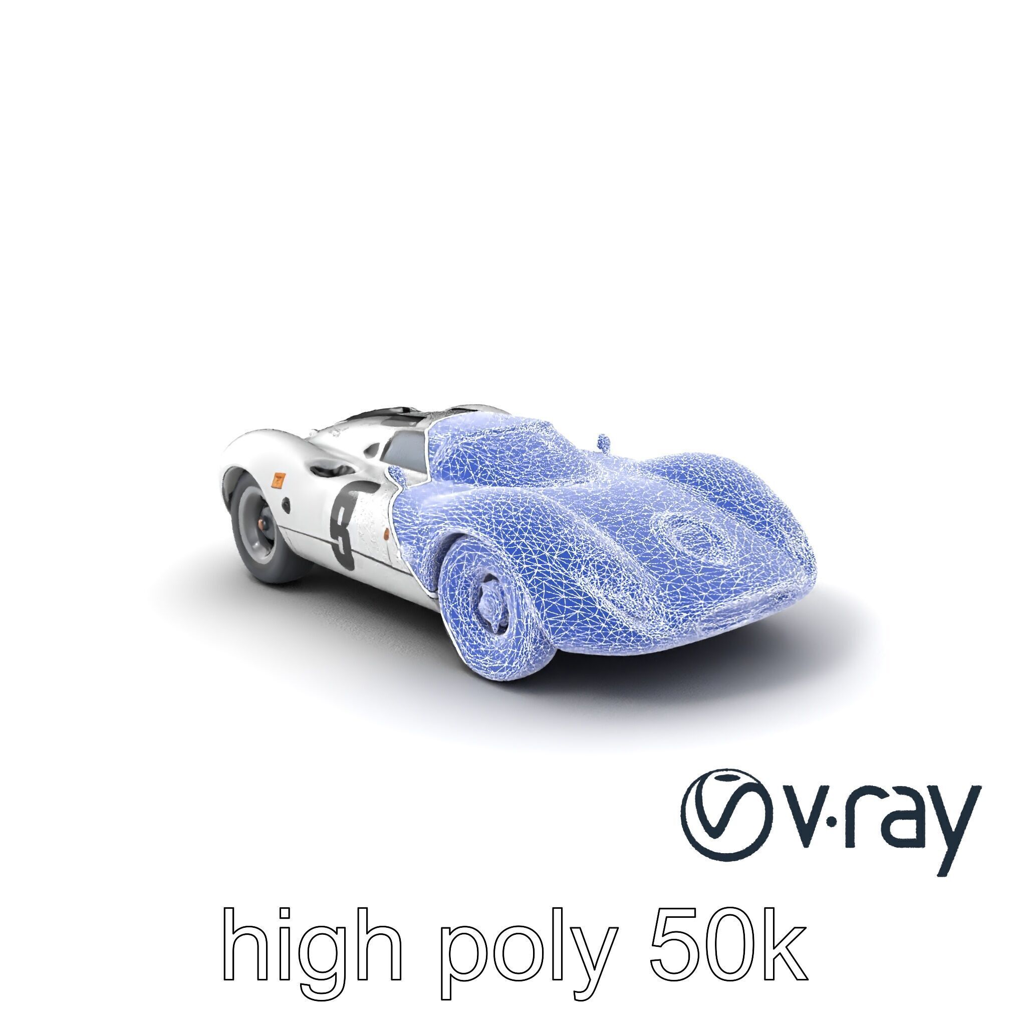 Vintage Aerodynamic Racing Car model pack Low-poly 3D model_11