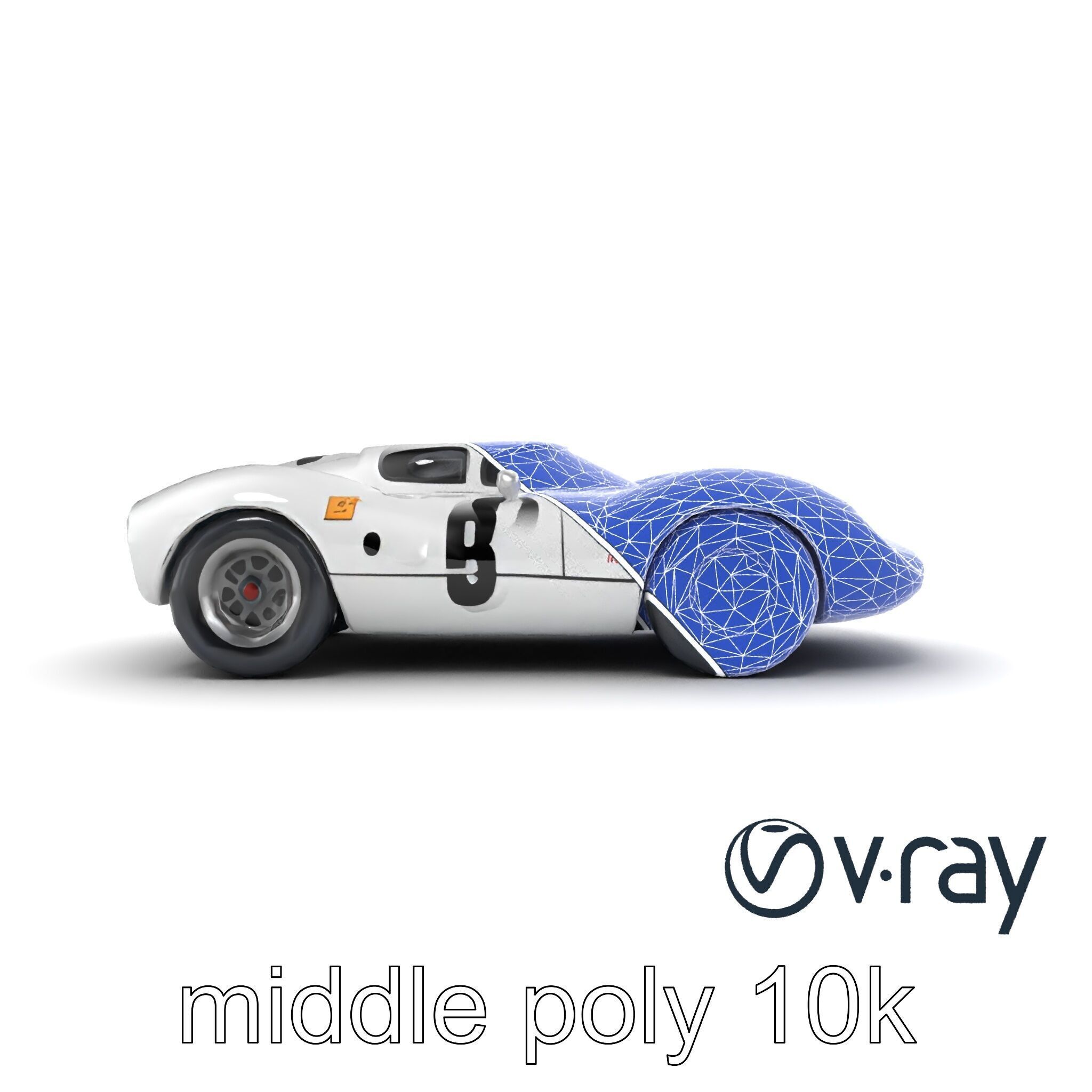 Vintage Aerodynamic Racing Car model pack Low-poly 3D model_26