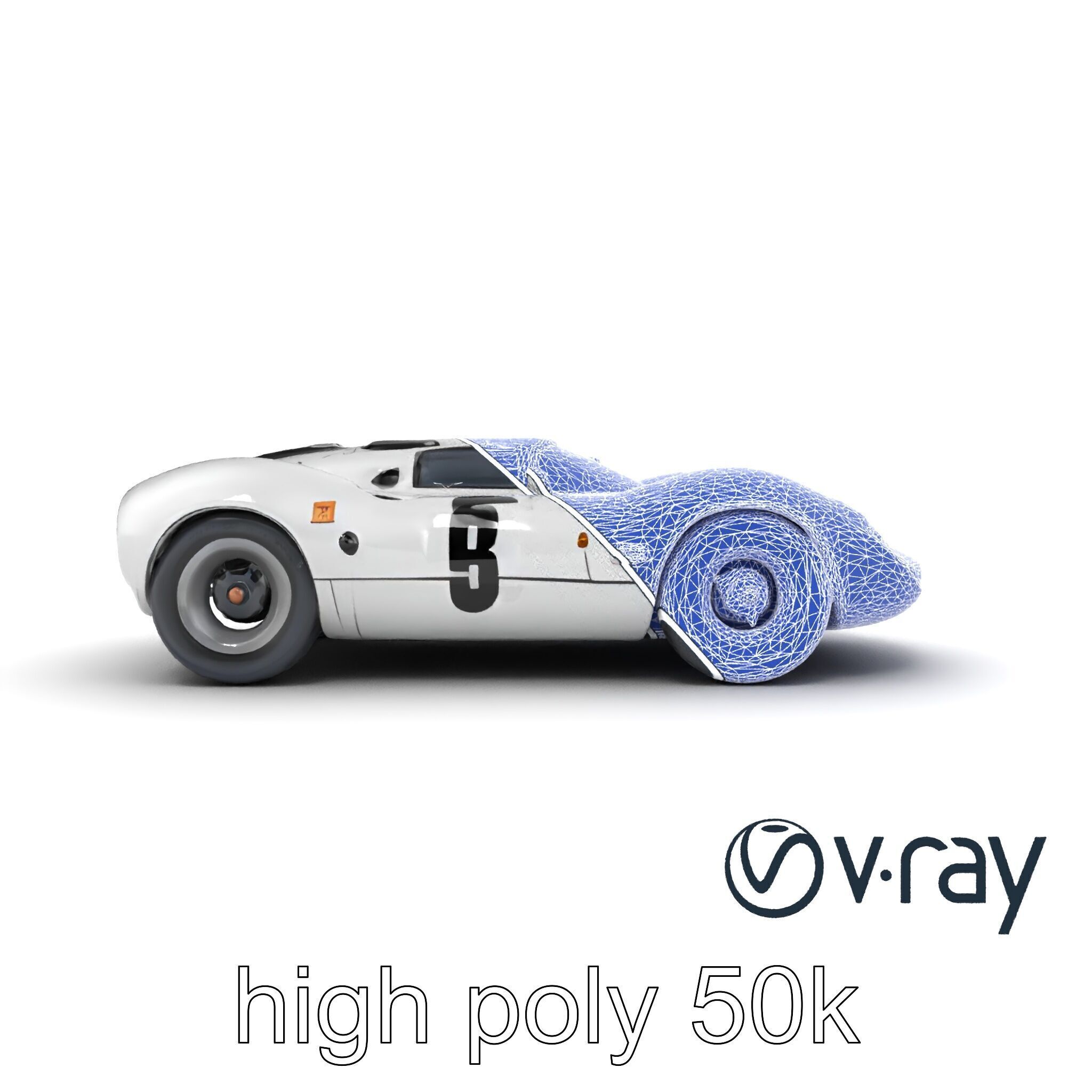 Vintage Aerodynamic Racing Car model pack Low-poly 3D model_23