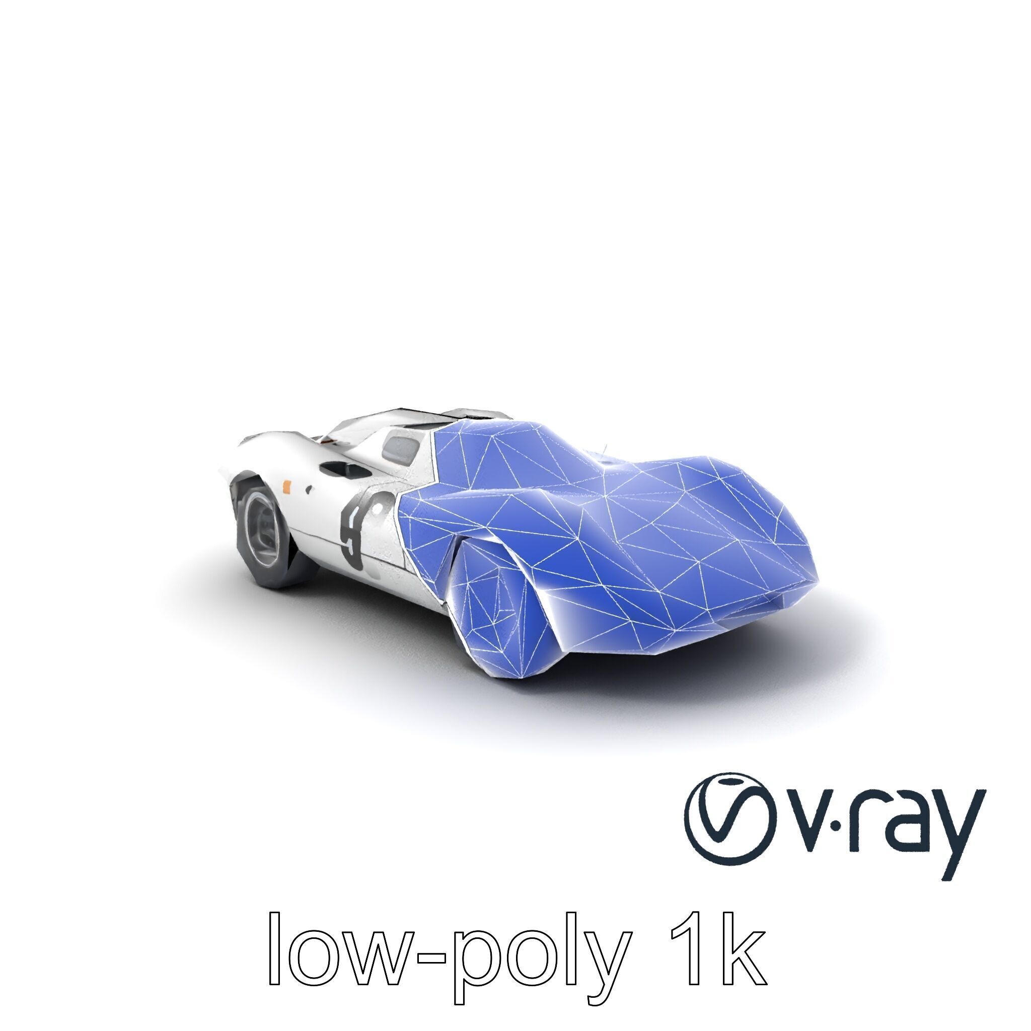 Vintage Aerodynamic Racing Car model pack Low-poly 3D model_7