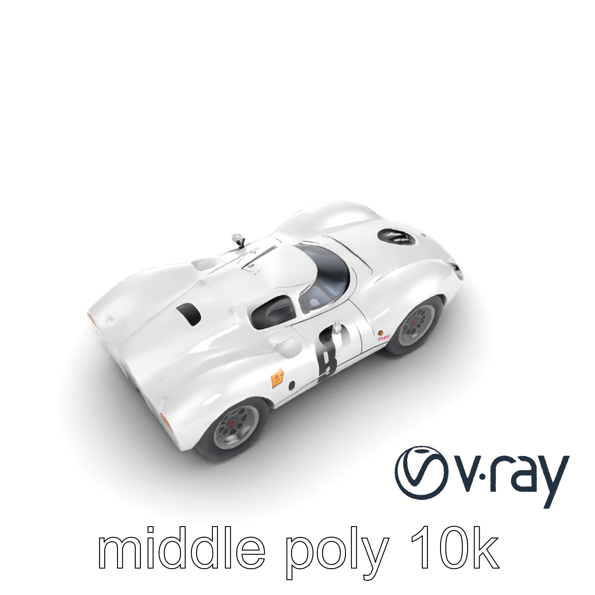 Vintage Aerodynamic Racing Car model pack Low-poly 3D model_9