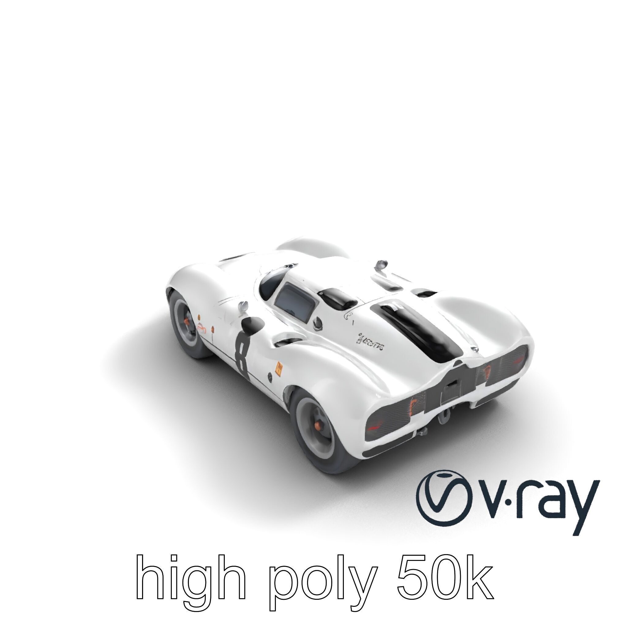Vintage Aerodynamic Racing Car model pack Low-poly 3D model_8