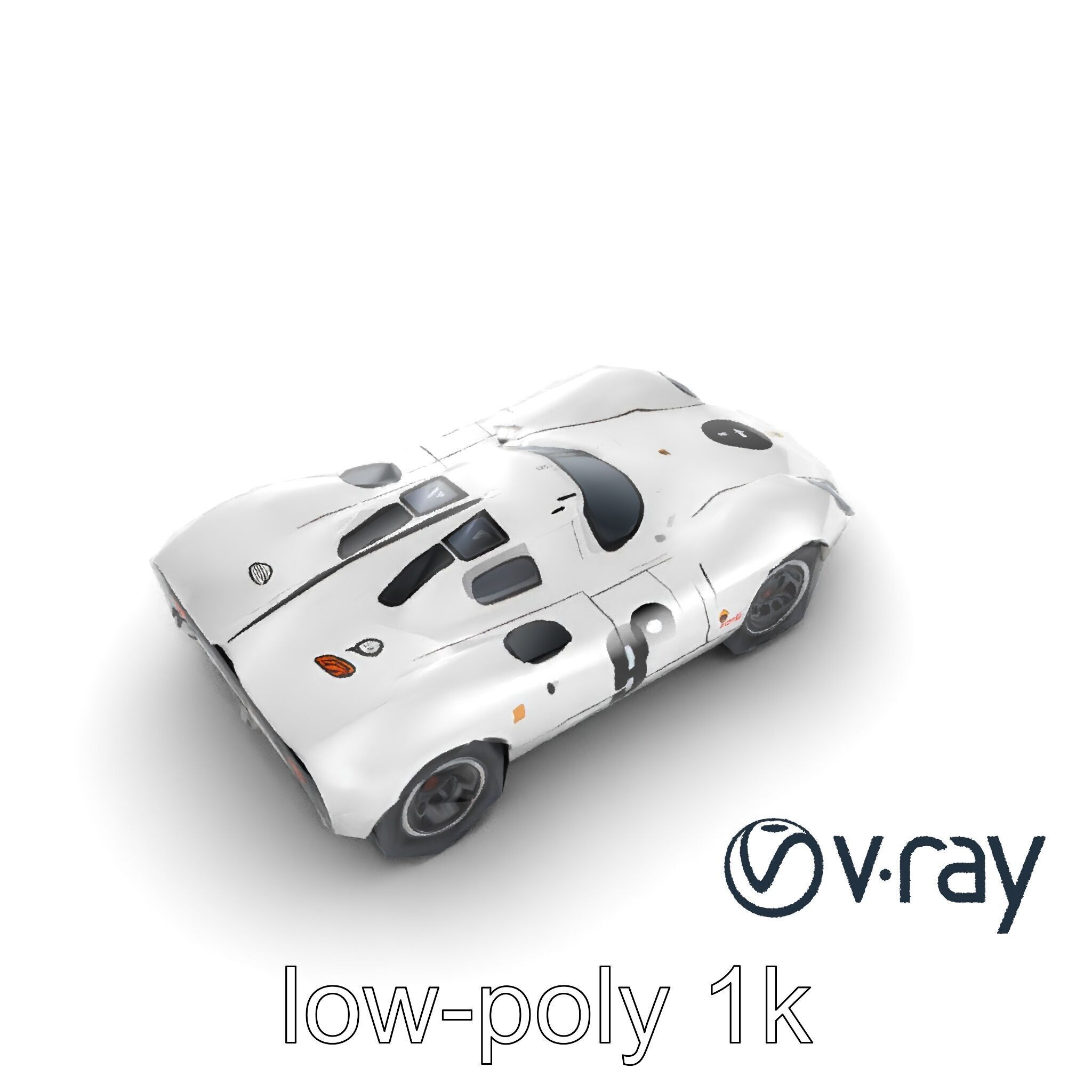 Vintage Aerodynamic Racing Car model pack Low-poly 3D model_19