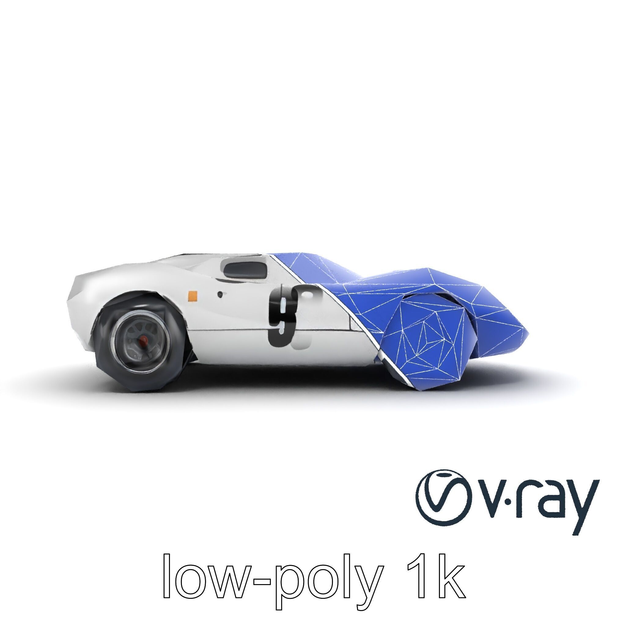 Vintage Aerodynamic Racing Car model pack Low-poly 3D model_31