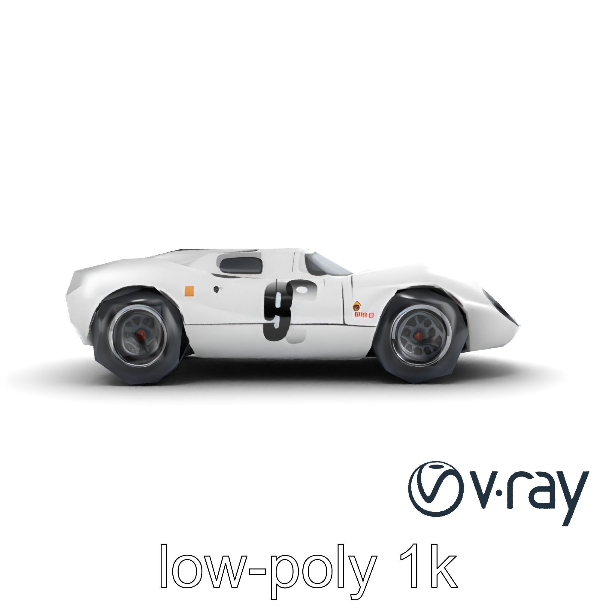 Vintage Aerodynamic Racing Car model pack Low-poly 3D model_27