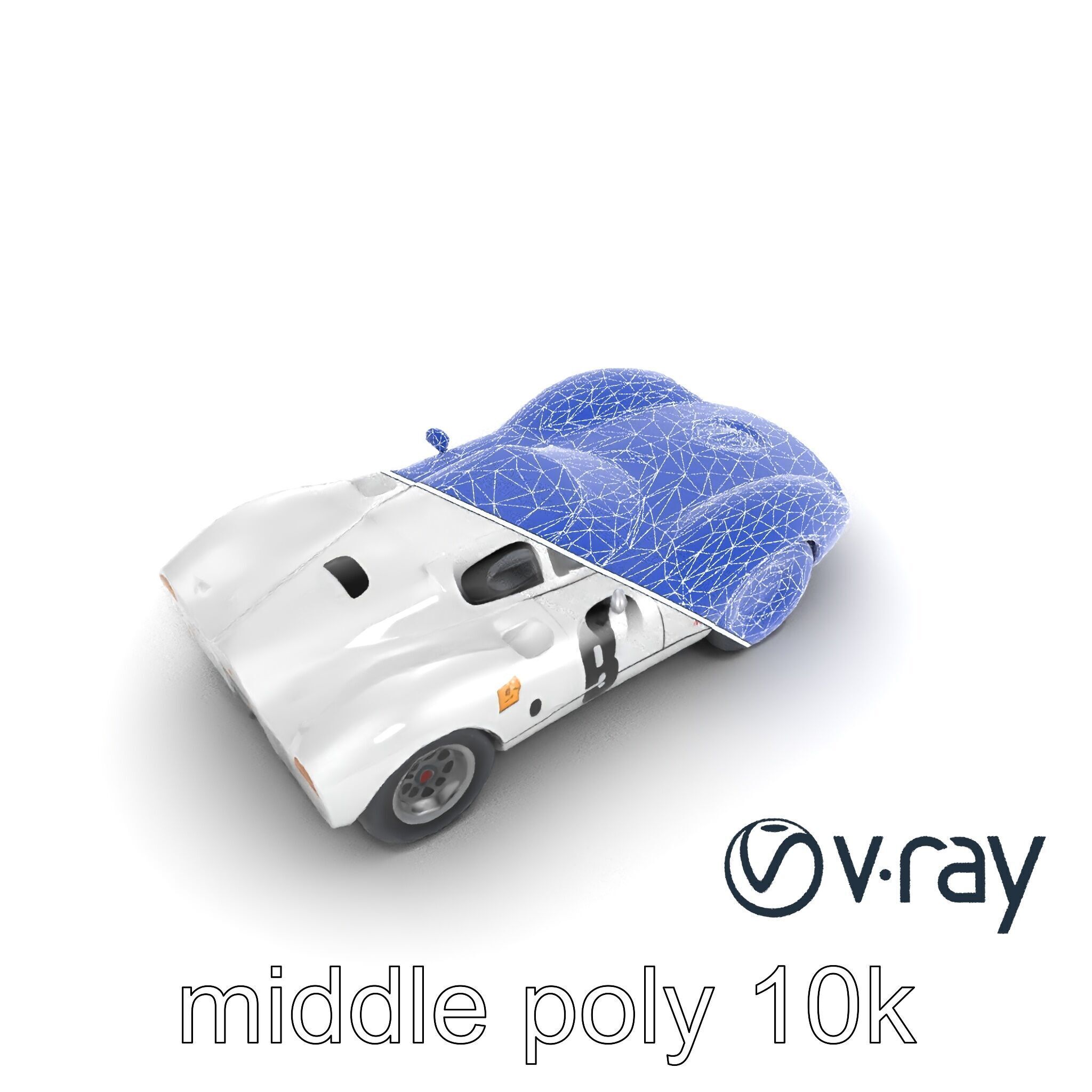 Vintage Aerodynamic Racing Car model pack Low-poly 3D model_30