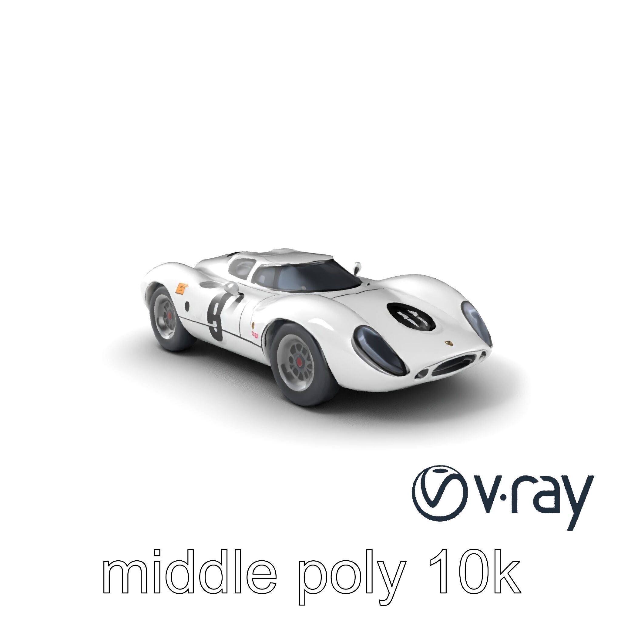 Vintage Aerodynamic Racing Car model pack Low-poly 3D model_3