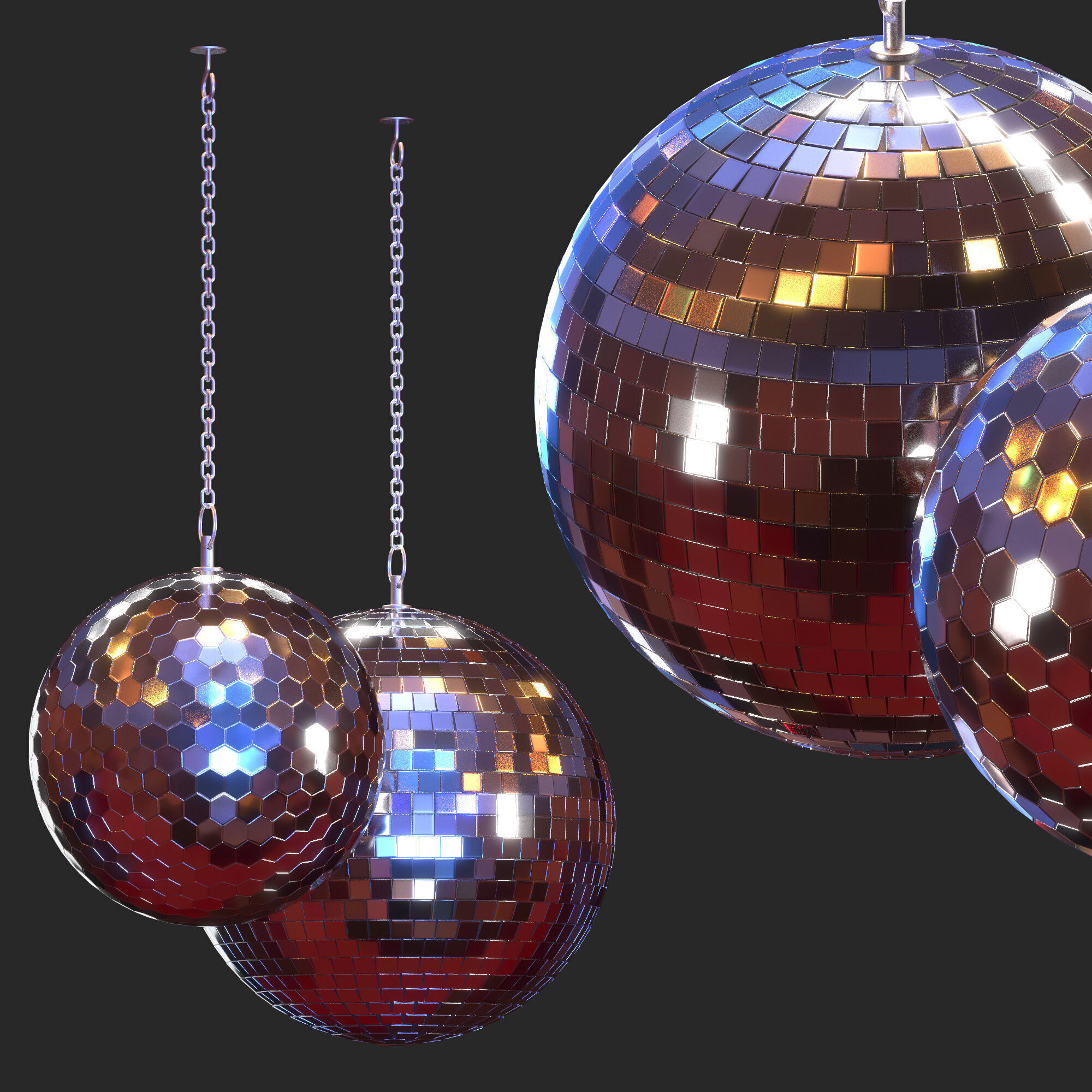 Disco Mirror Balls 3D model_5