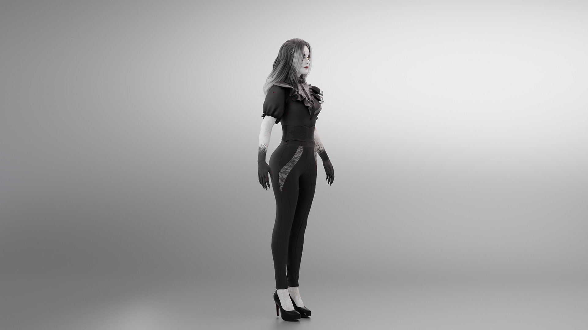 Dark Witch 3D Character Low-poly 3D model_7