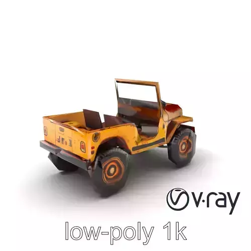 Retro Off-Road Jeep with Rugged Frame model pack Low-poly 3D model