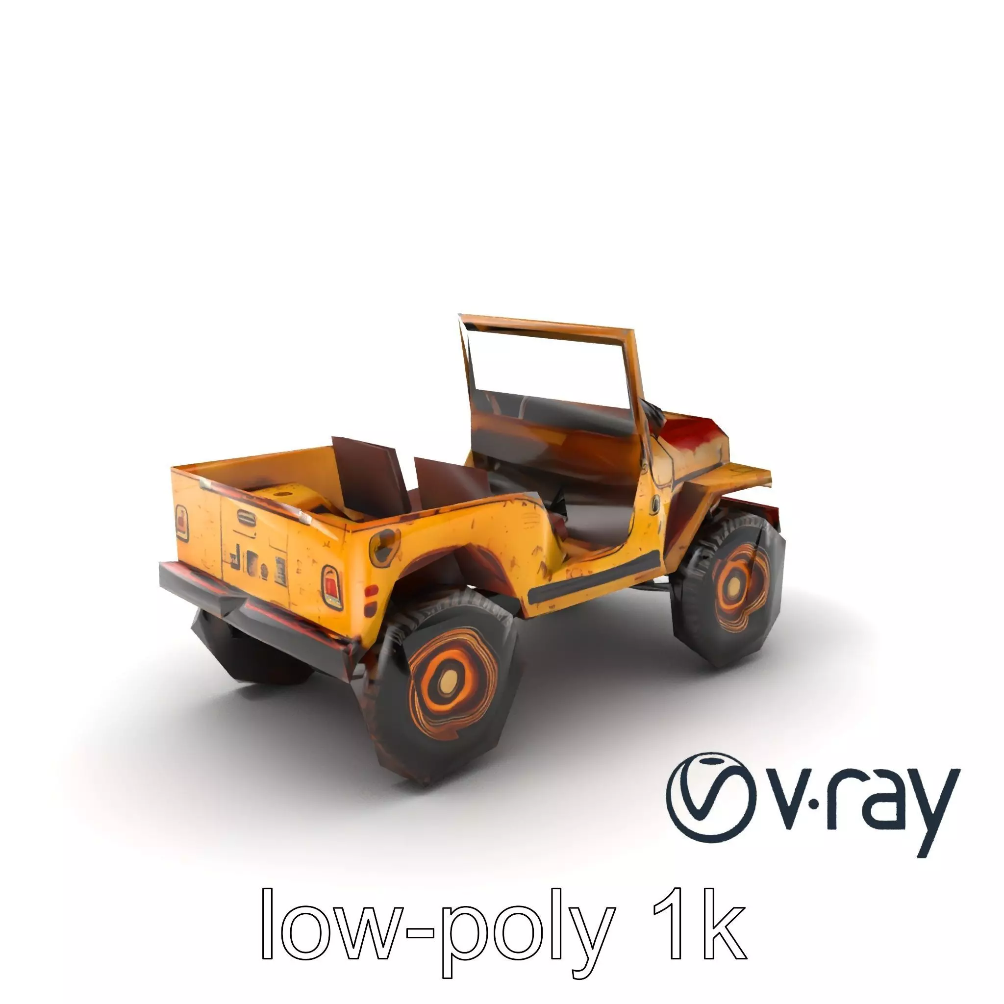Retro Off-Road Jeep with Rugged Frame model pack Low-poly 3D model