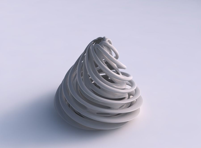 Vase flared double twisted small with collapsed top streched top corner