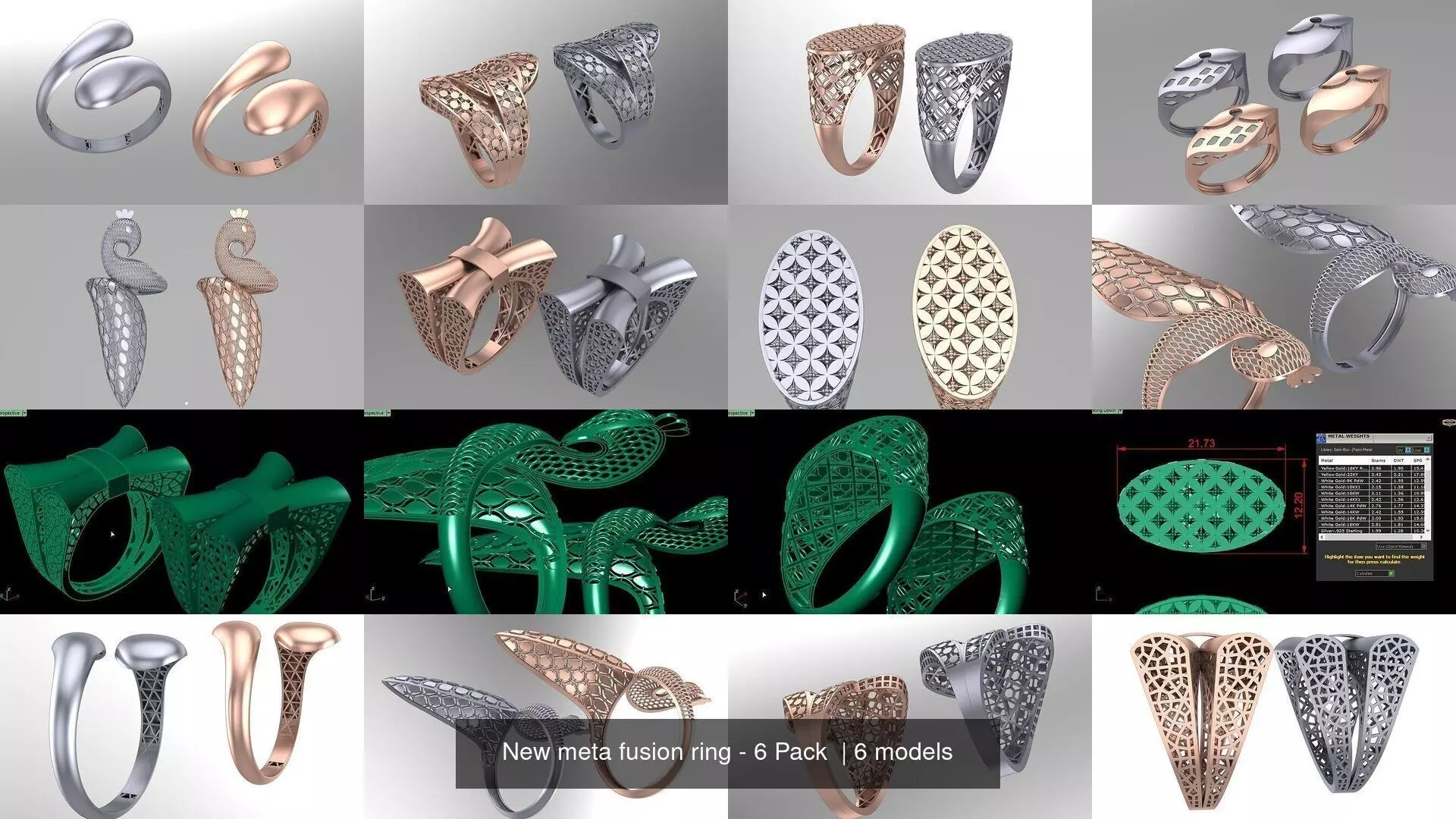 New meta fusion ring - 6 Pack  3D Model Collection_0