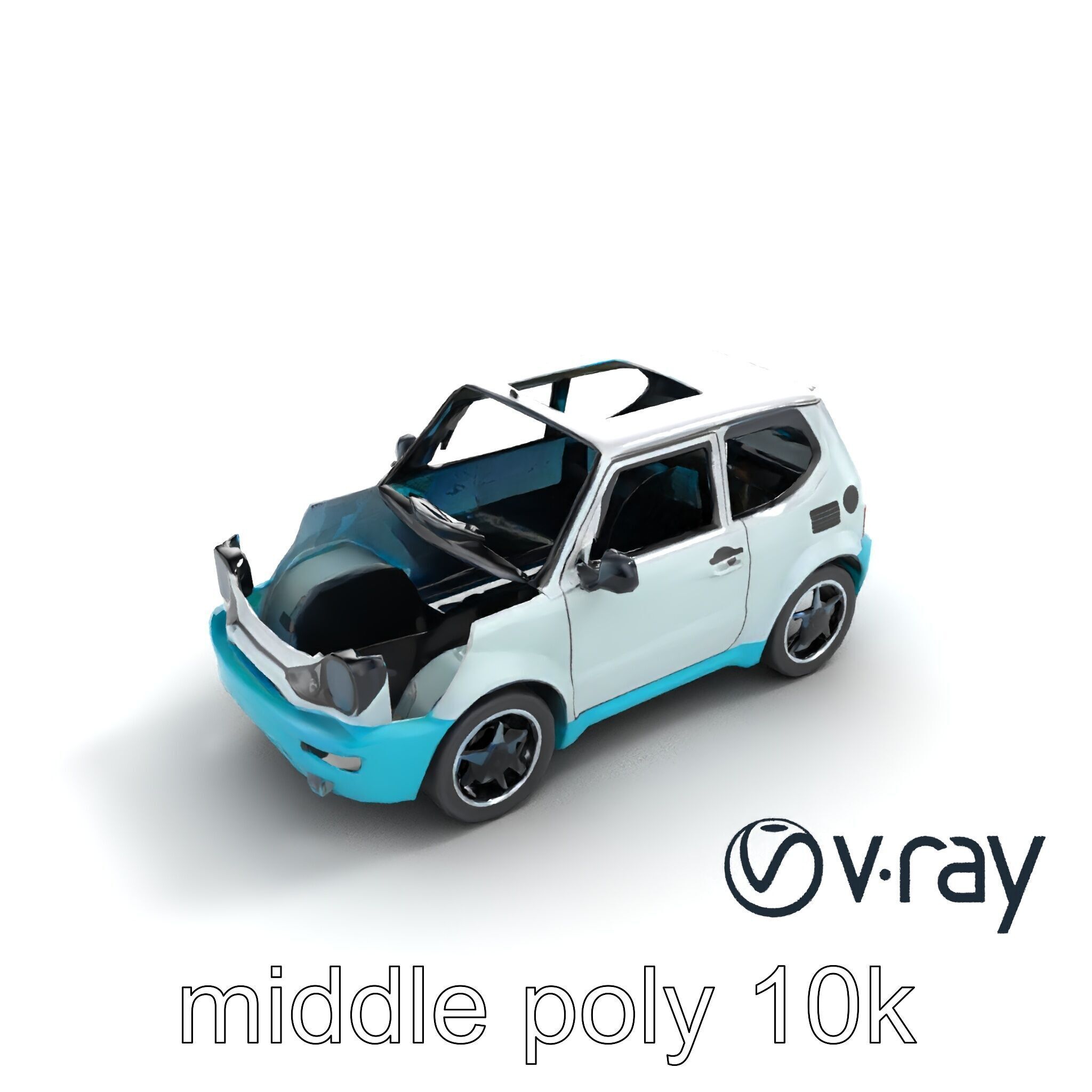 Sporty Retro Hatchback 1980s Urban Mobility model pack Low-poly 3D model_9