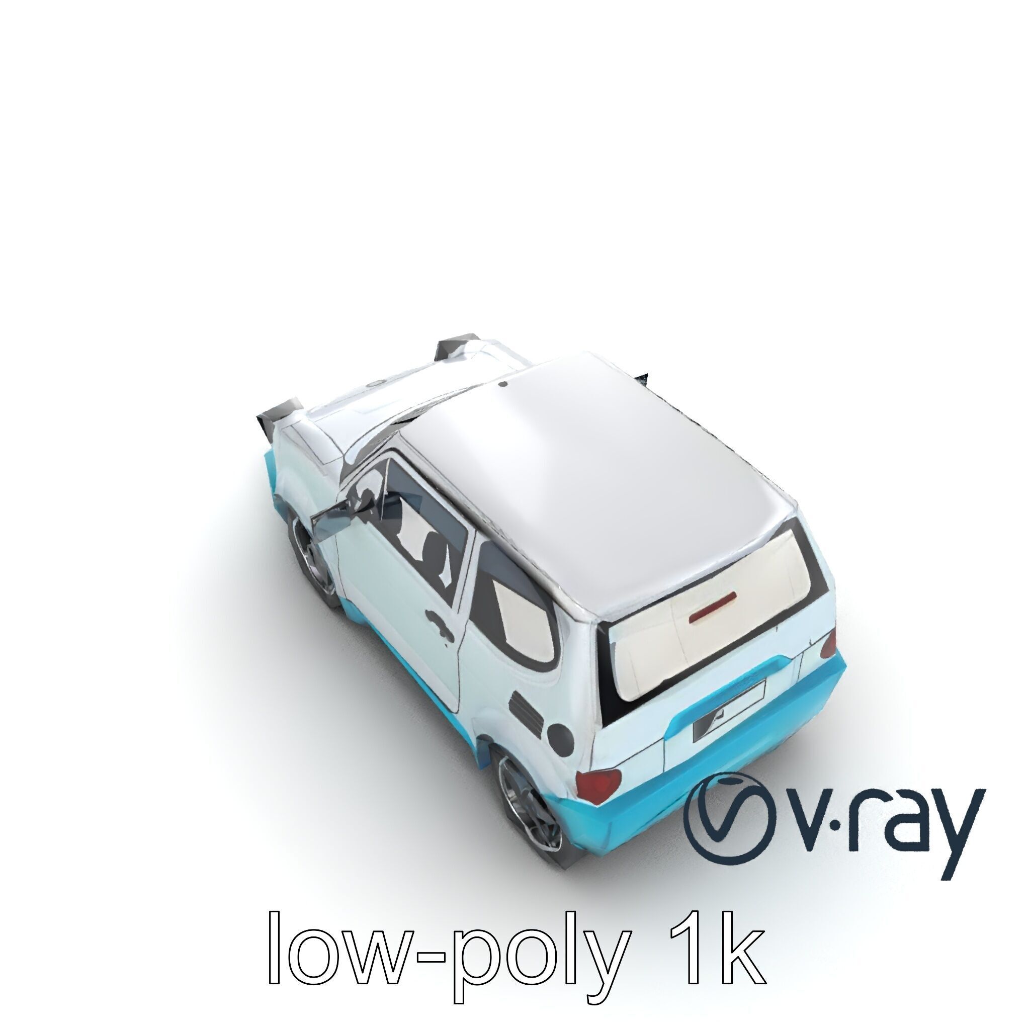Sporty Retro Hatchback 1980s Urban Mobility model pack Low-poly 3D model_10