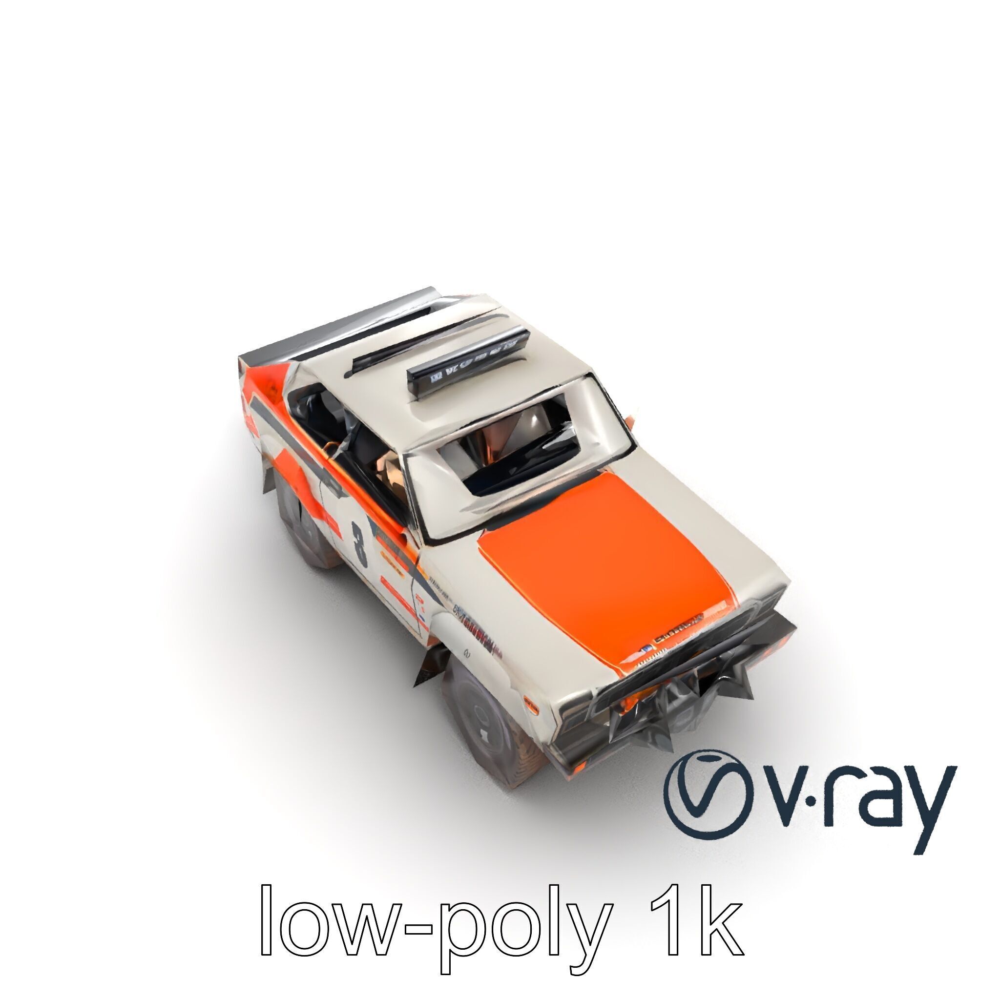Retro Rally Car Model Pack with Aerodynamic Frame and Off-Roa... Low-poly 3D model_18