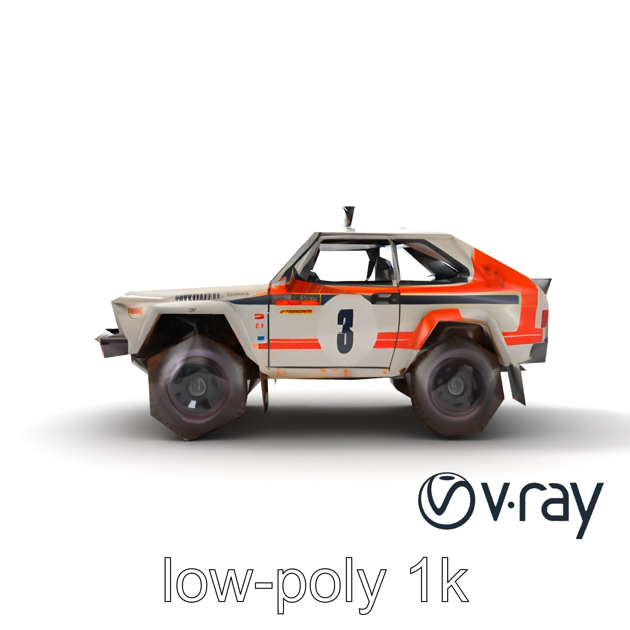 Retro Rally Car Model Pack with Aerodynamic Frame and Off-Roa... Low-poly 3D model_30
